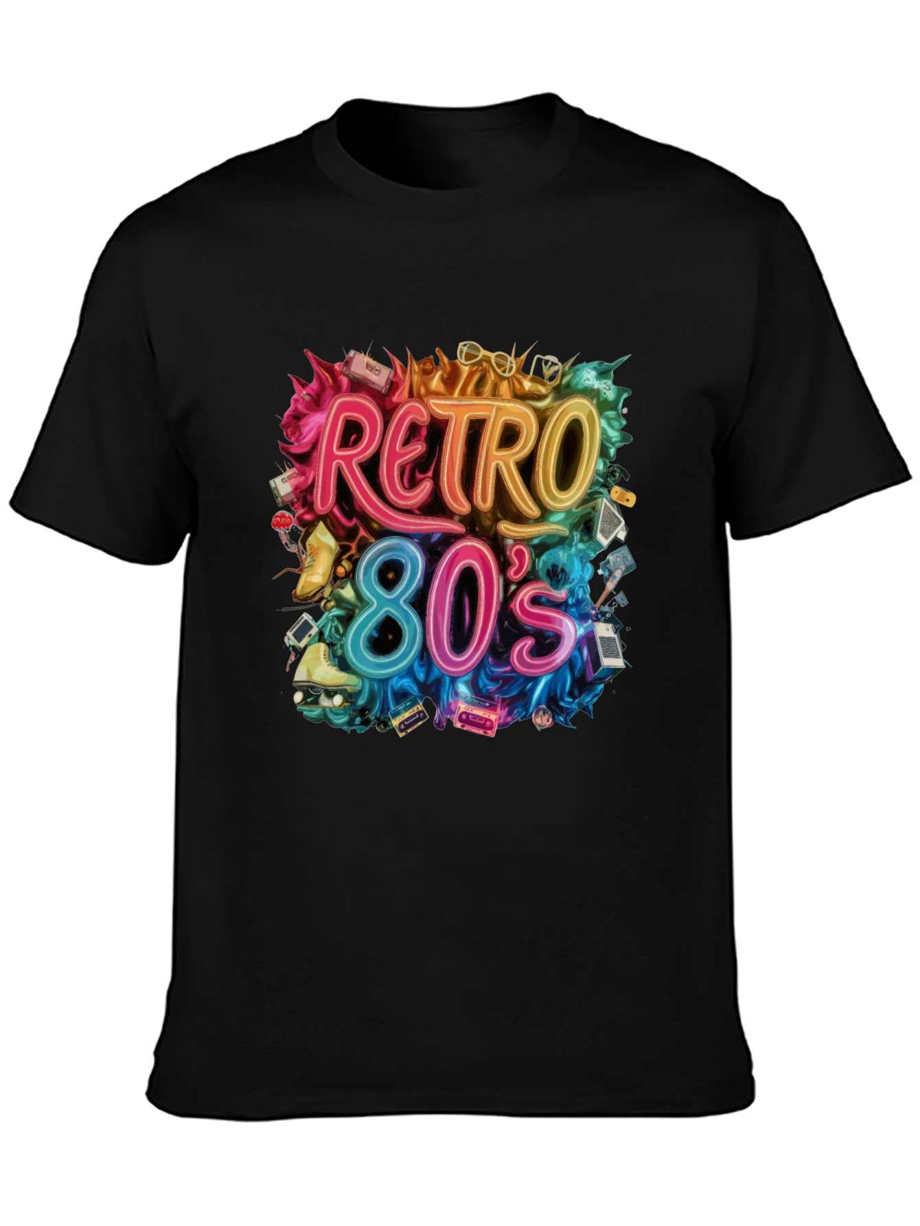 Black Retro 80s Graphic Tee - Nostalgic Style view 3