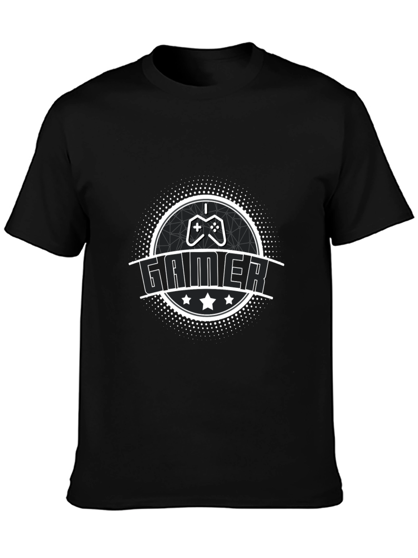Black Gamer Graphic Tee - Black Cotton Blend view 3