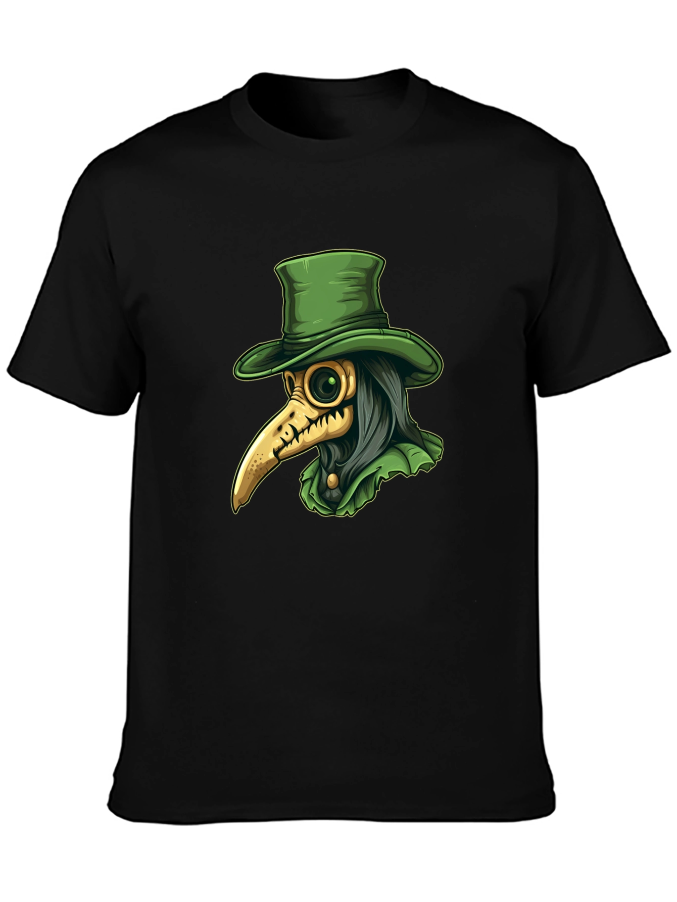 Black Plague Doctor Graphic Tee - Unique Gothic Fashion view 3