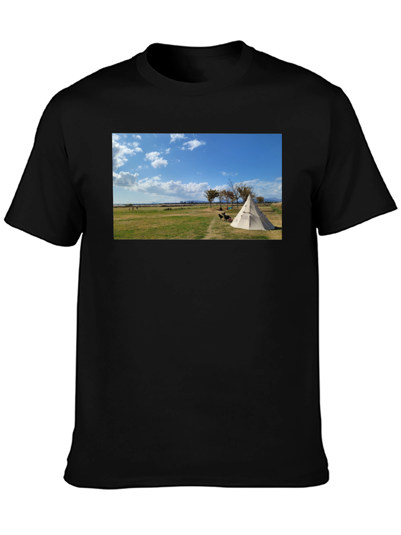 Nature Tee - Camping Design Black Cotton T-Shirt - 3
