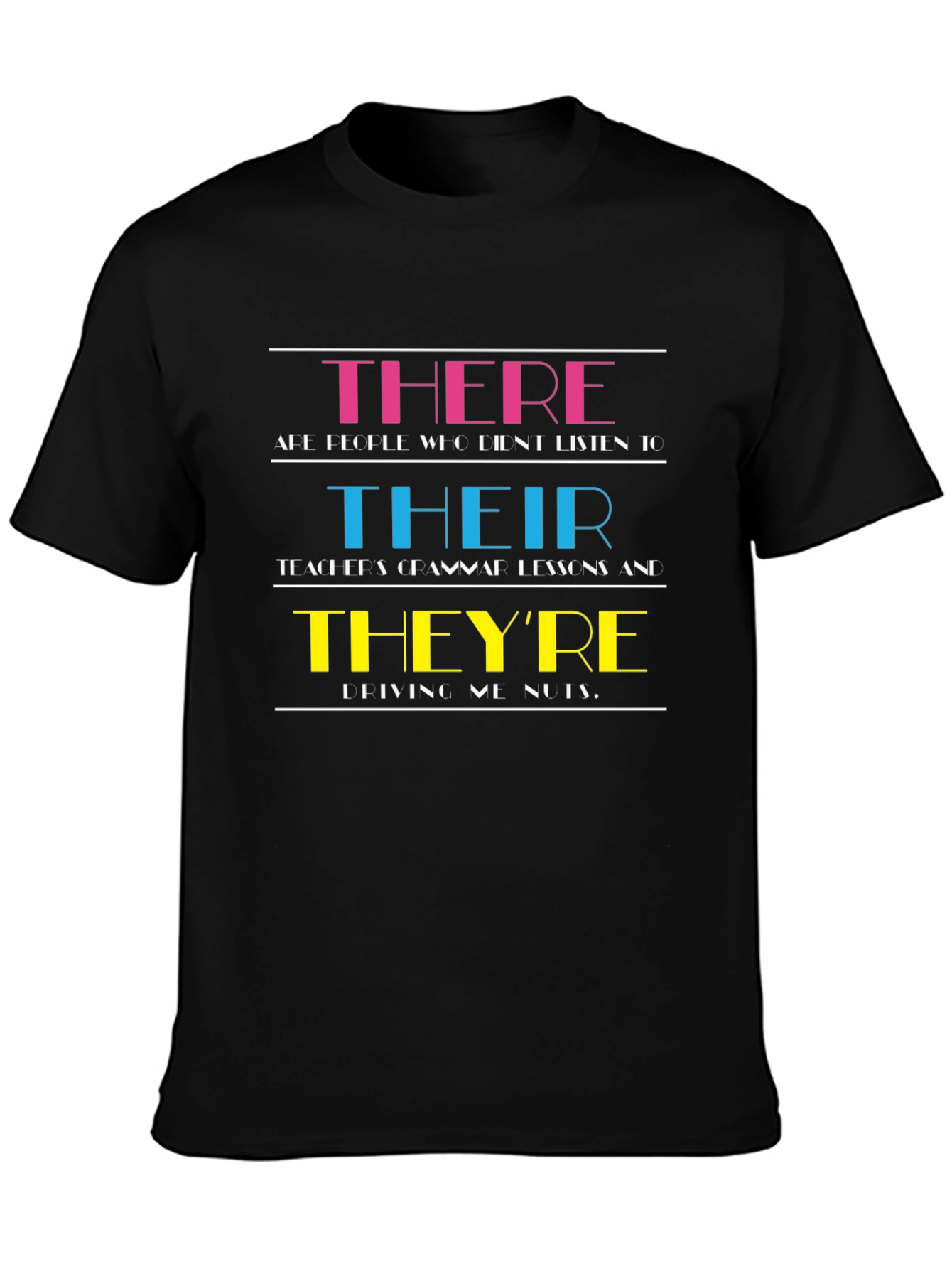 Black Humorous Grammar T-Shirt: There, Their, They're view 3