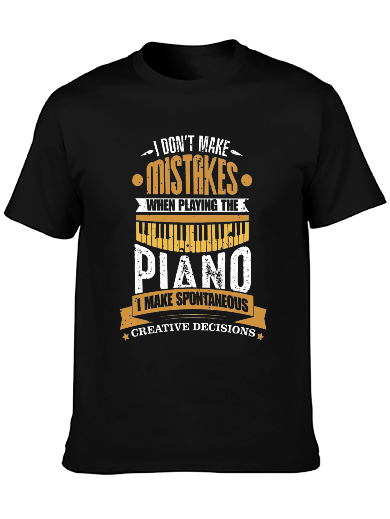 Black Piano Player T-Shirt - I Don't Make Mistakes Musician Tee view 3