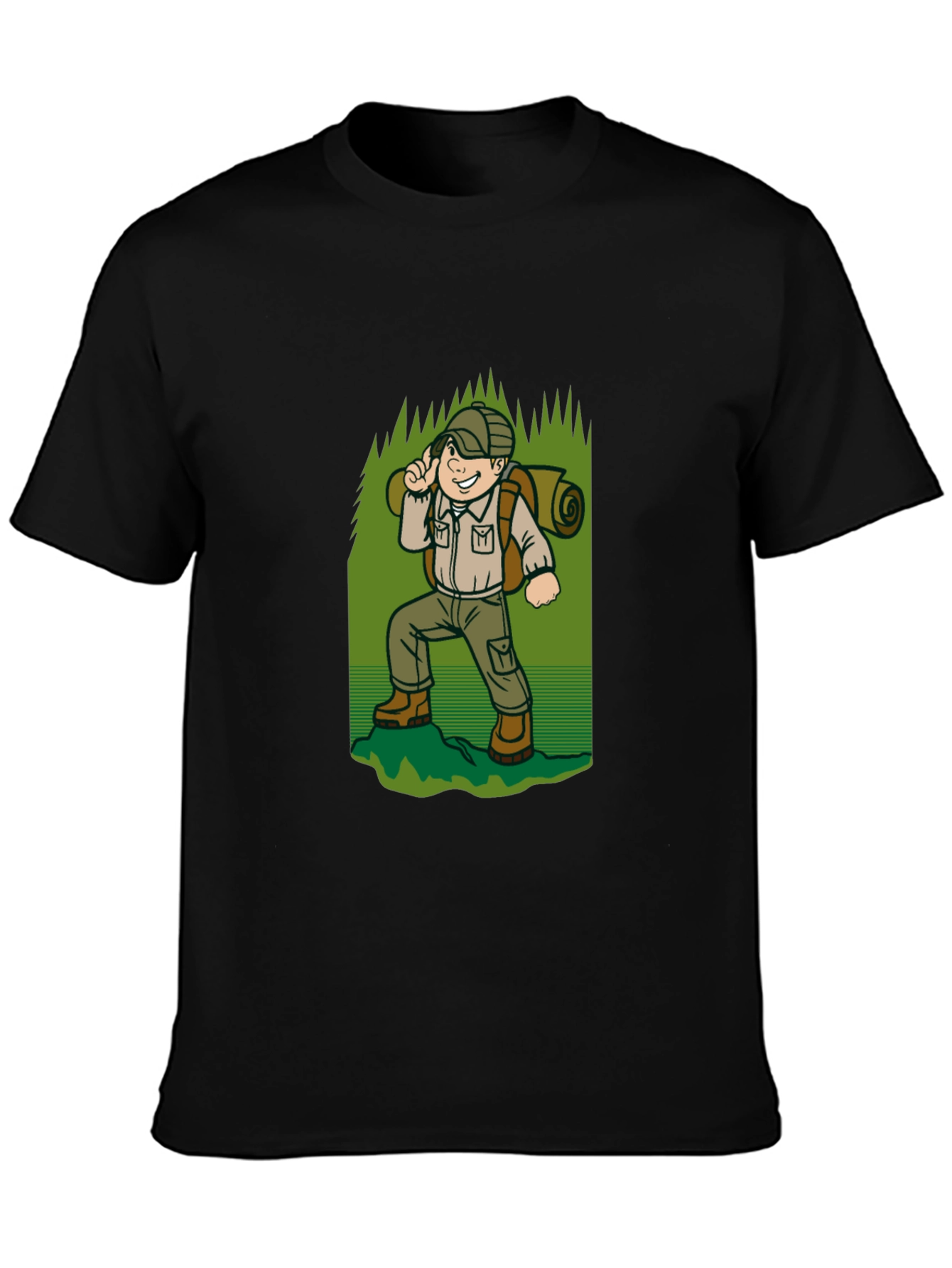 Black Hiking Adventure T-Shirt - Black Cotton Tee view 3