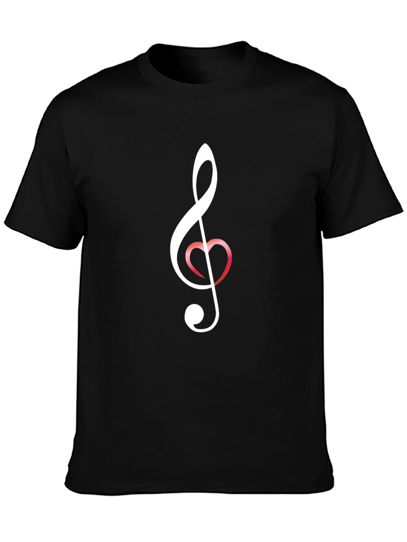 Black Musical Heart Clef Graphic T-Shirt view 3