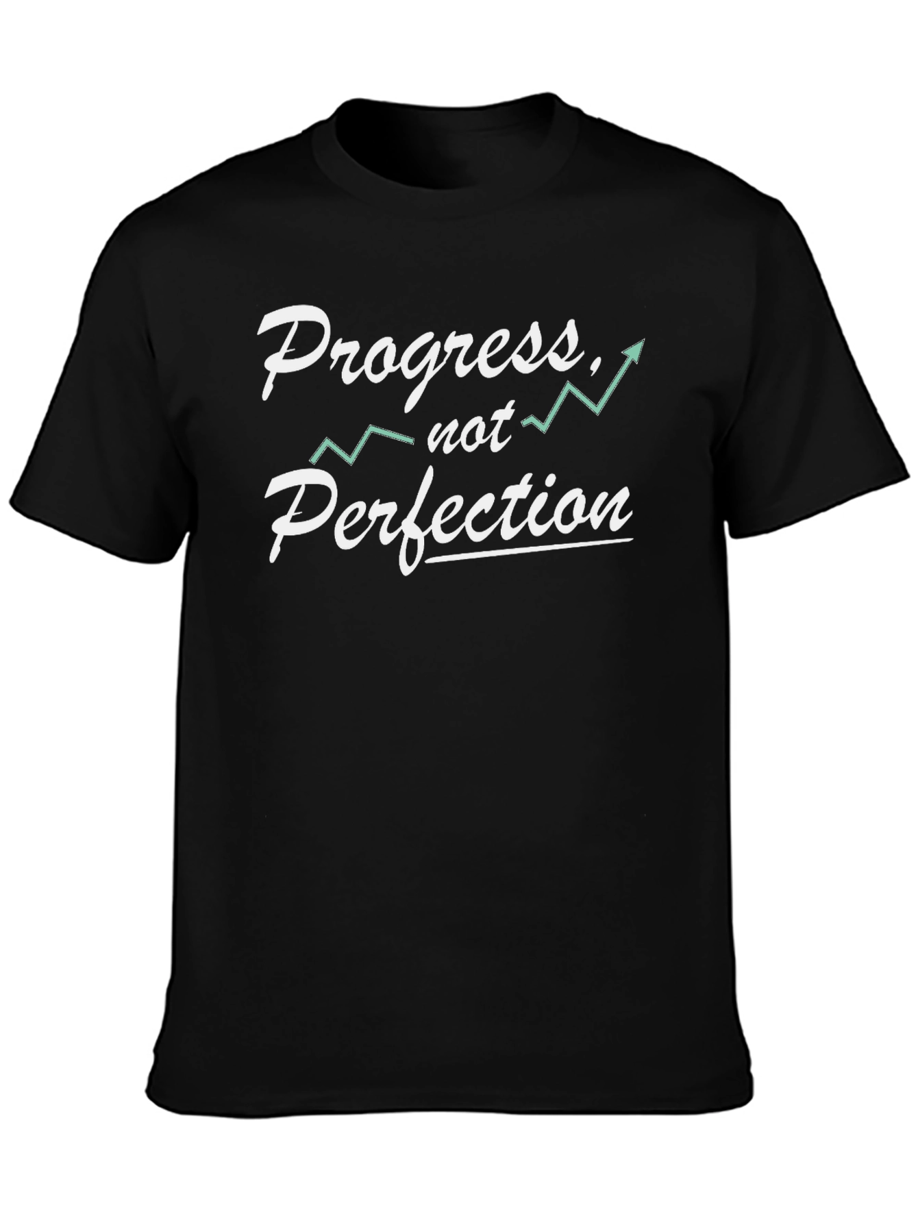 Black Progress Not Perfection Black Graphic Tee view 3