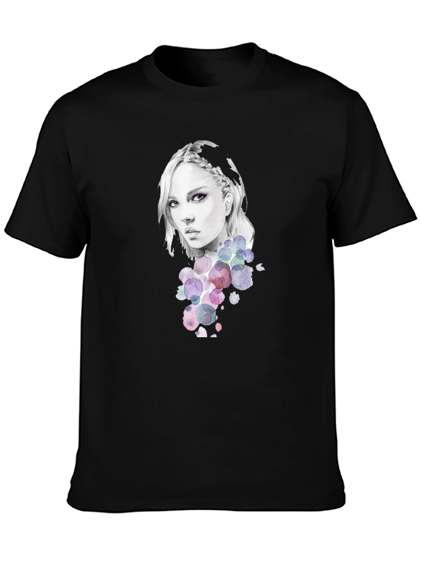 Black Woman Portrait Graphic Tee - Stylish Black T-Shirt view 3