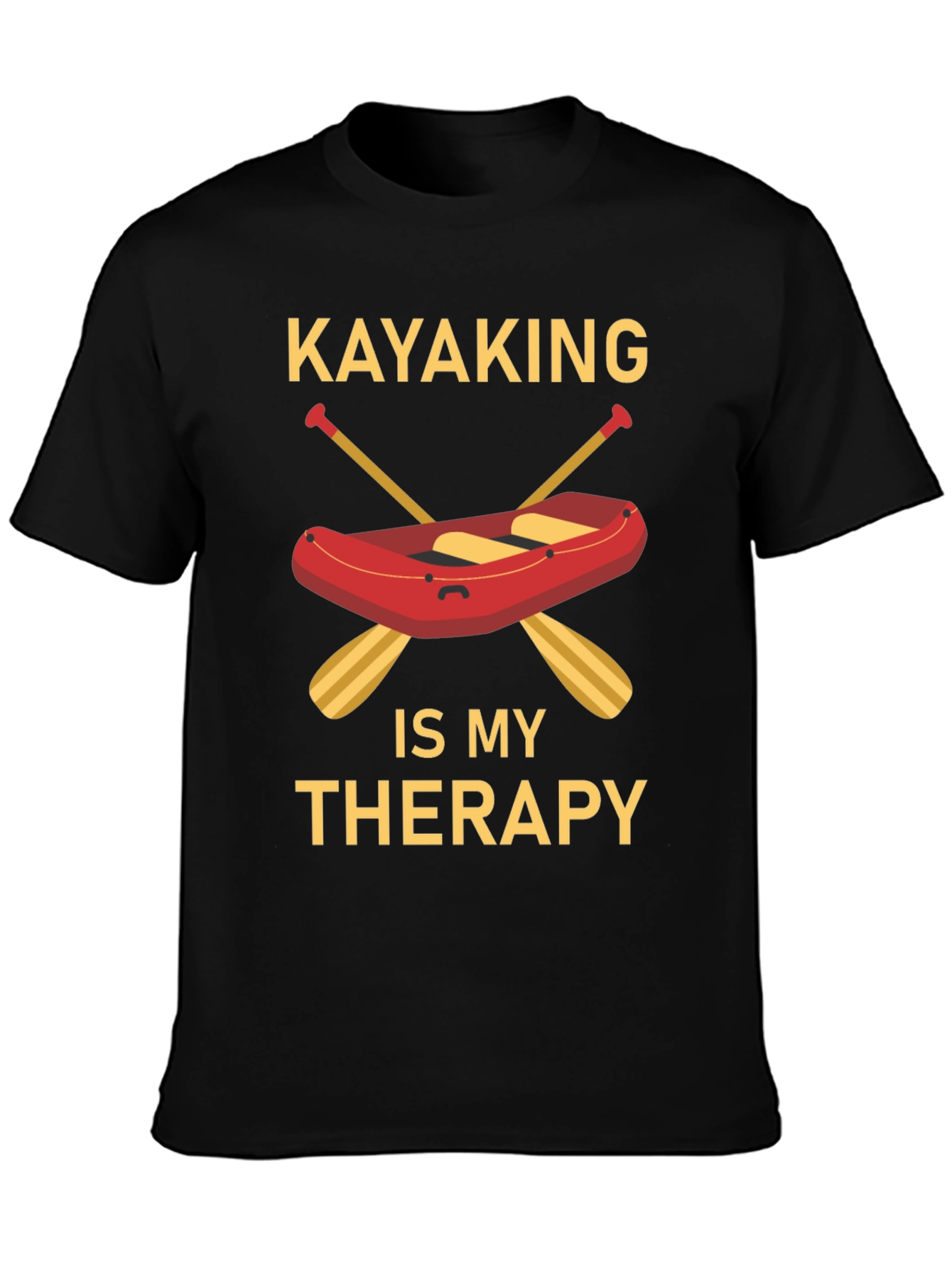 Black Kayaking Therapy Graphic T-Shirt - Black view 3