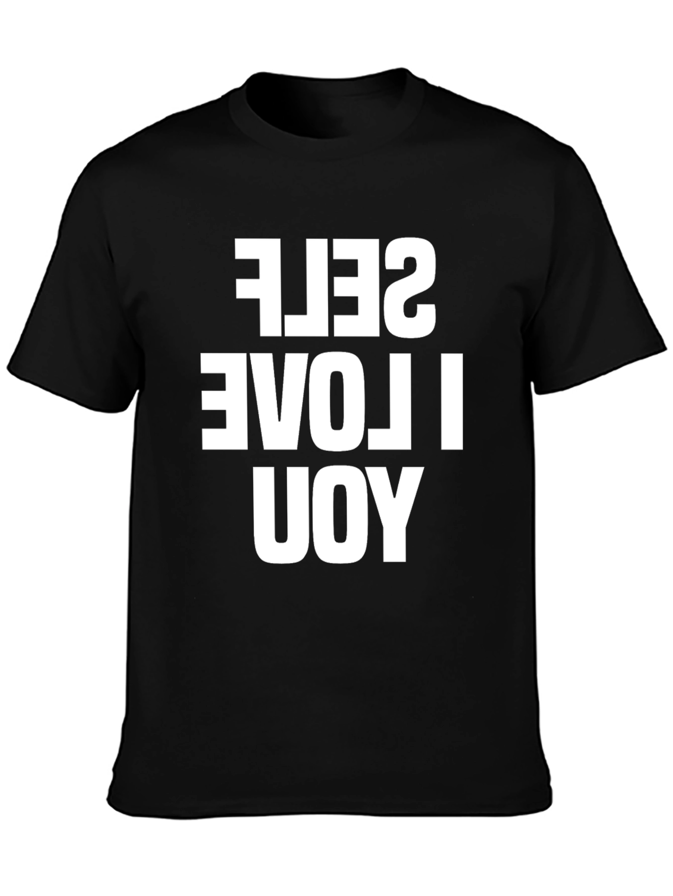 Black I Love Yourself Reversible Print T-Shirt view 3