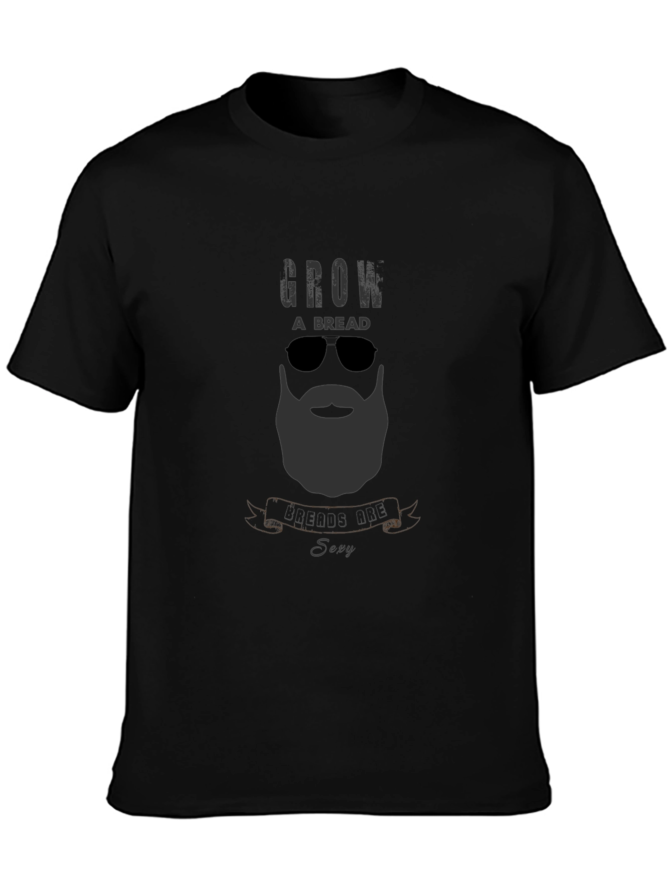 Black Grow a Beard T-Shirt - Cool Bearded Man Design view 3