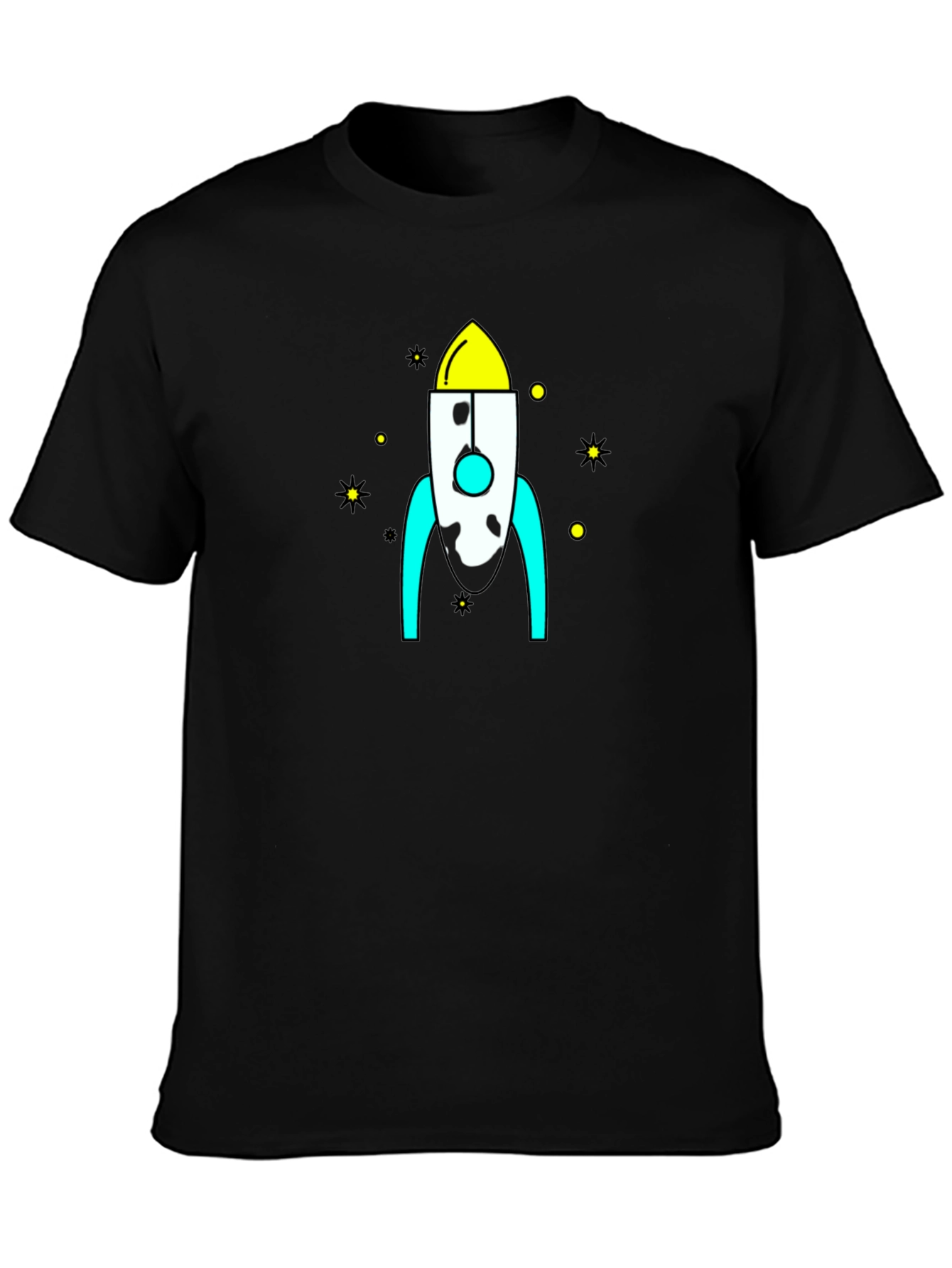 Black Rocket Graphic Black T-Shirt - Space Adventure Style view 3