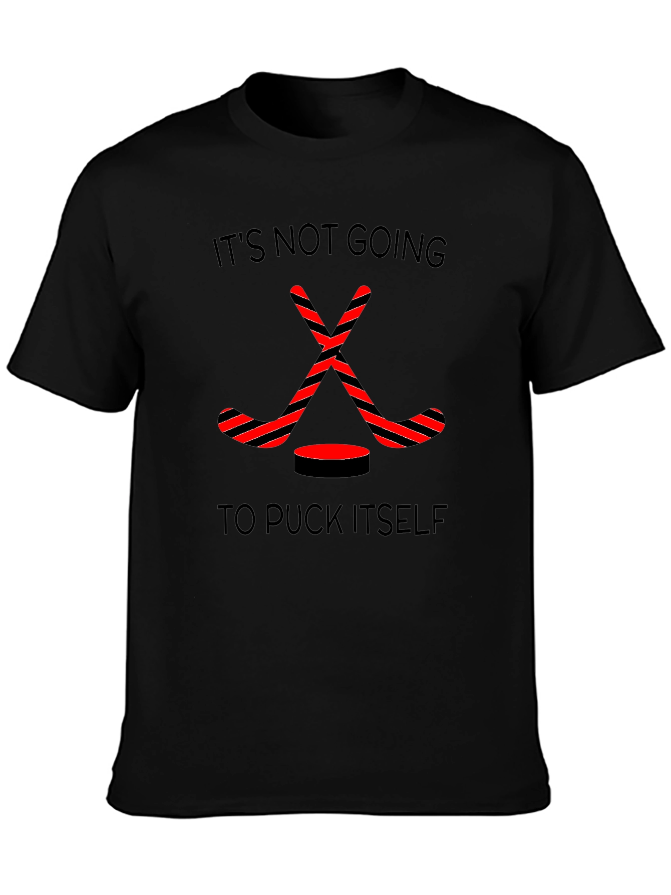 Black Hockey Sticks Graphic Tee: It's Not Going To Puck Itself view 3