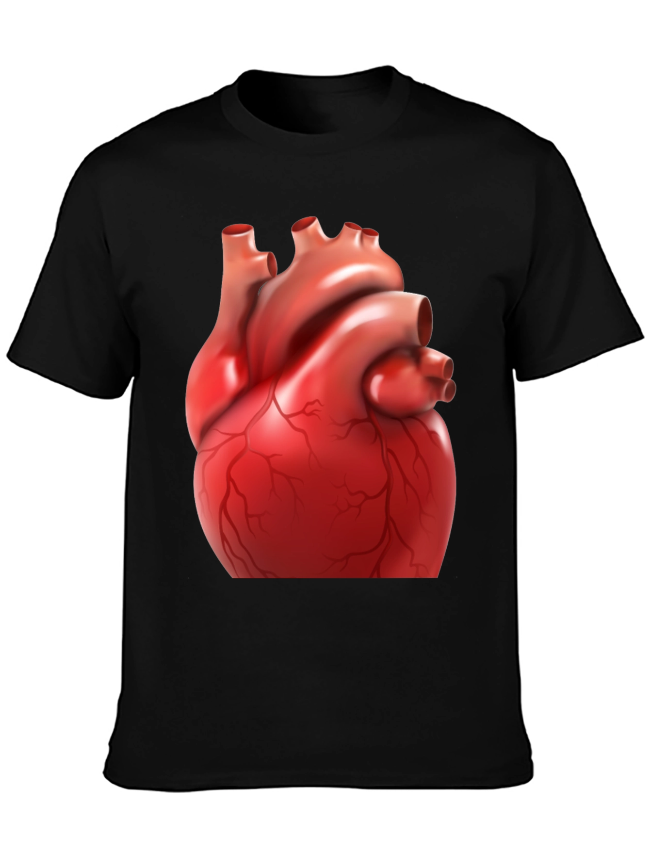 Black Anatomical Heart Graphic Tee - Black Cotton Blend Shirt view 3