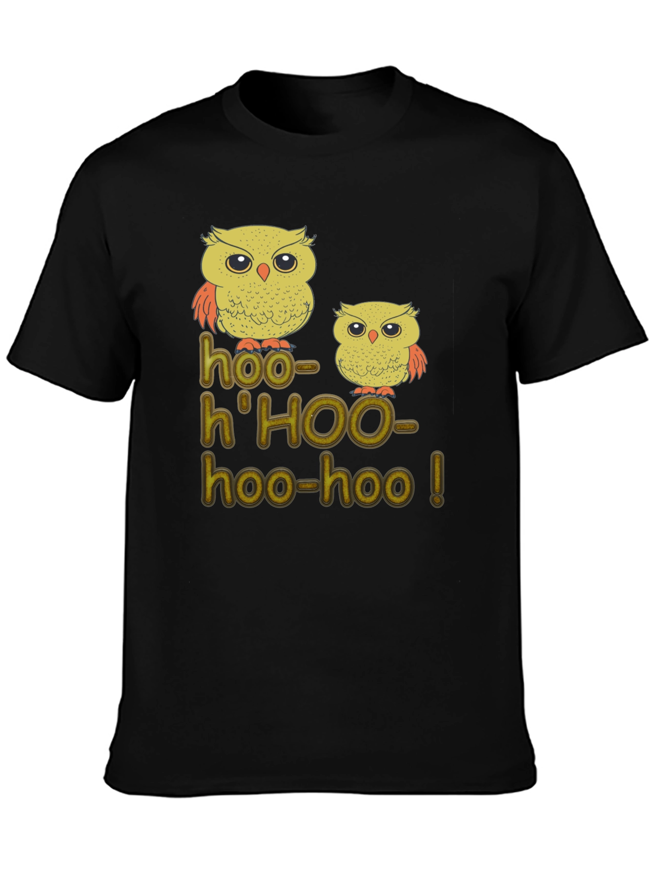 Black Owl Hoo-Hoo! Black Graphic T-Shirt view 3