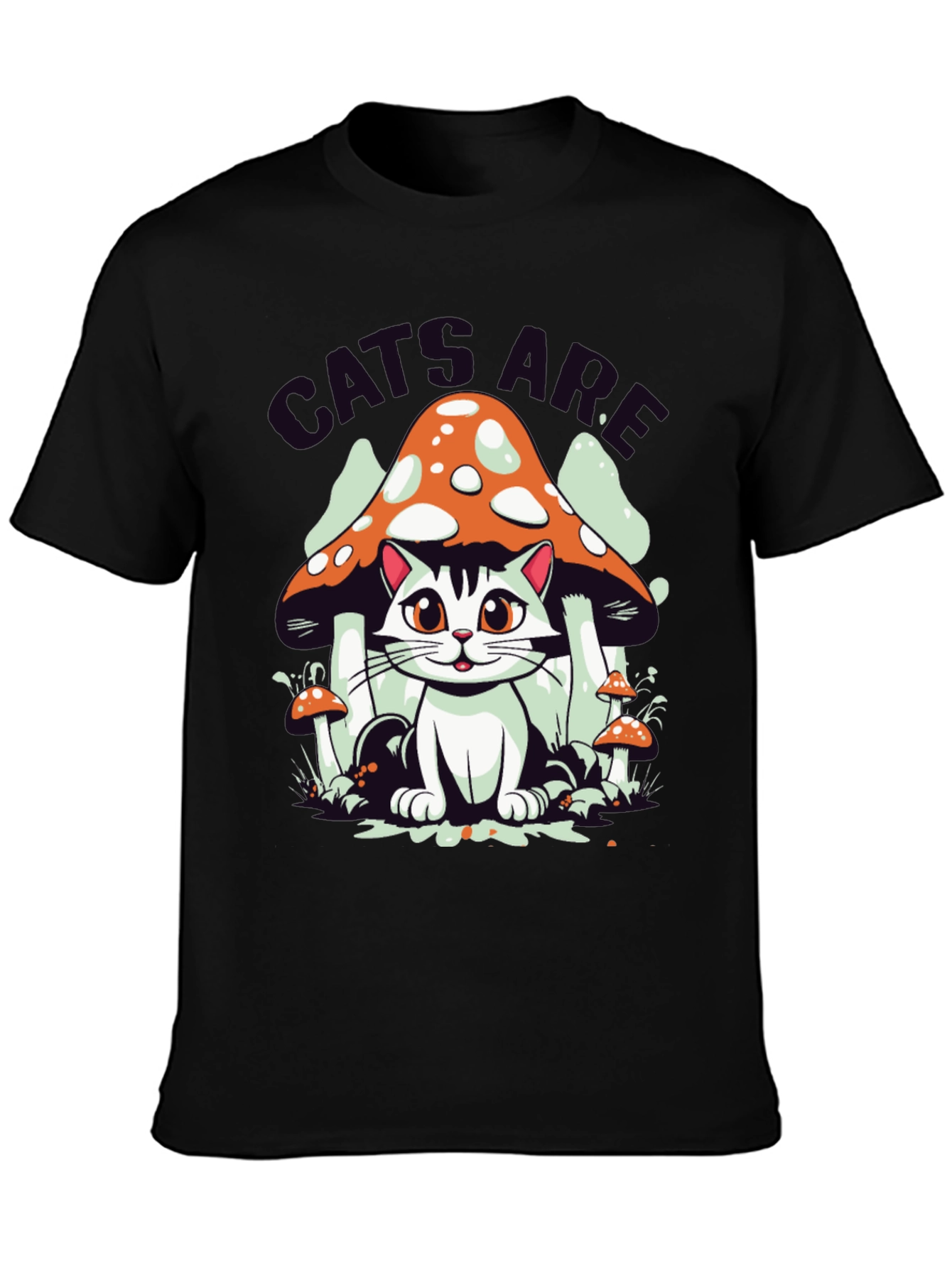 Black Cats Are Magical Mushroom T-Shirt view 3