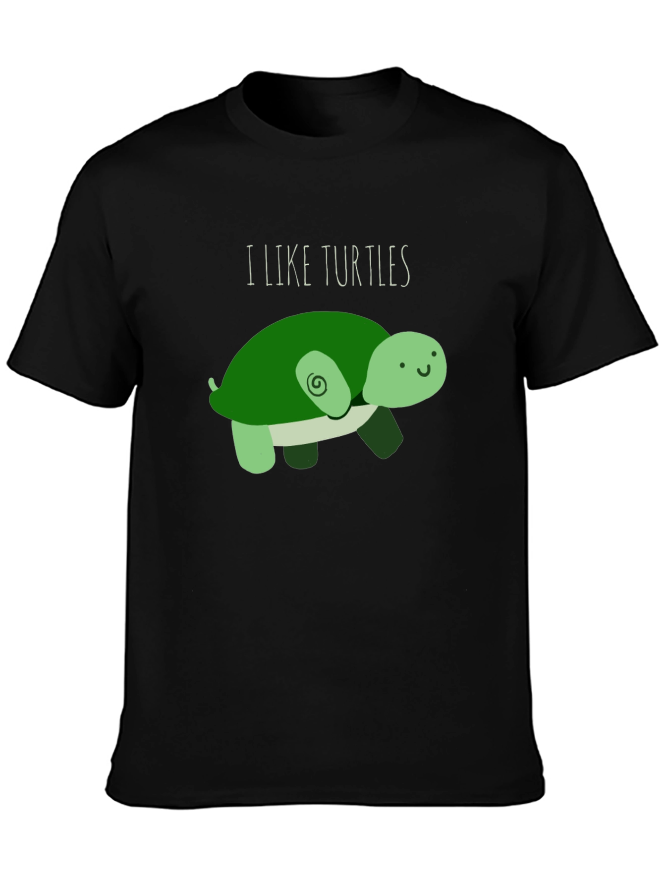 Black I Like Turtles T-Shirt - Cute Cartoon Design view 3
