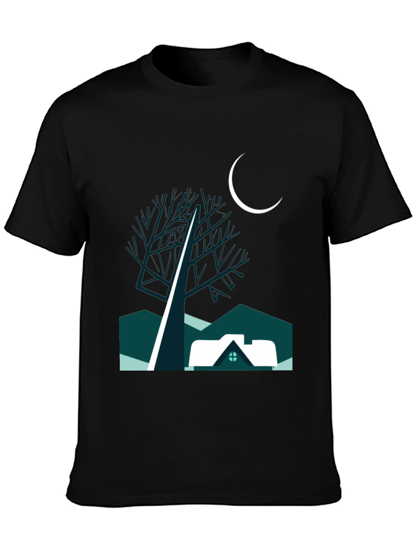 Black Night Scene Graphic Tee view 3