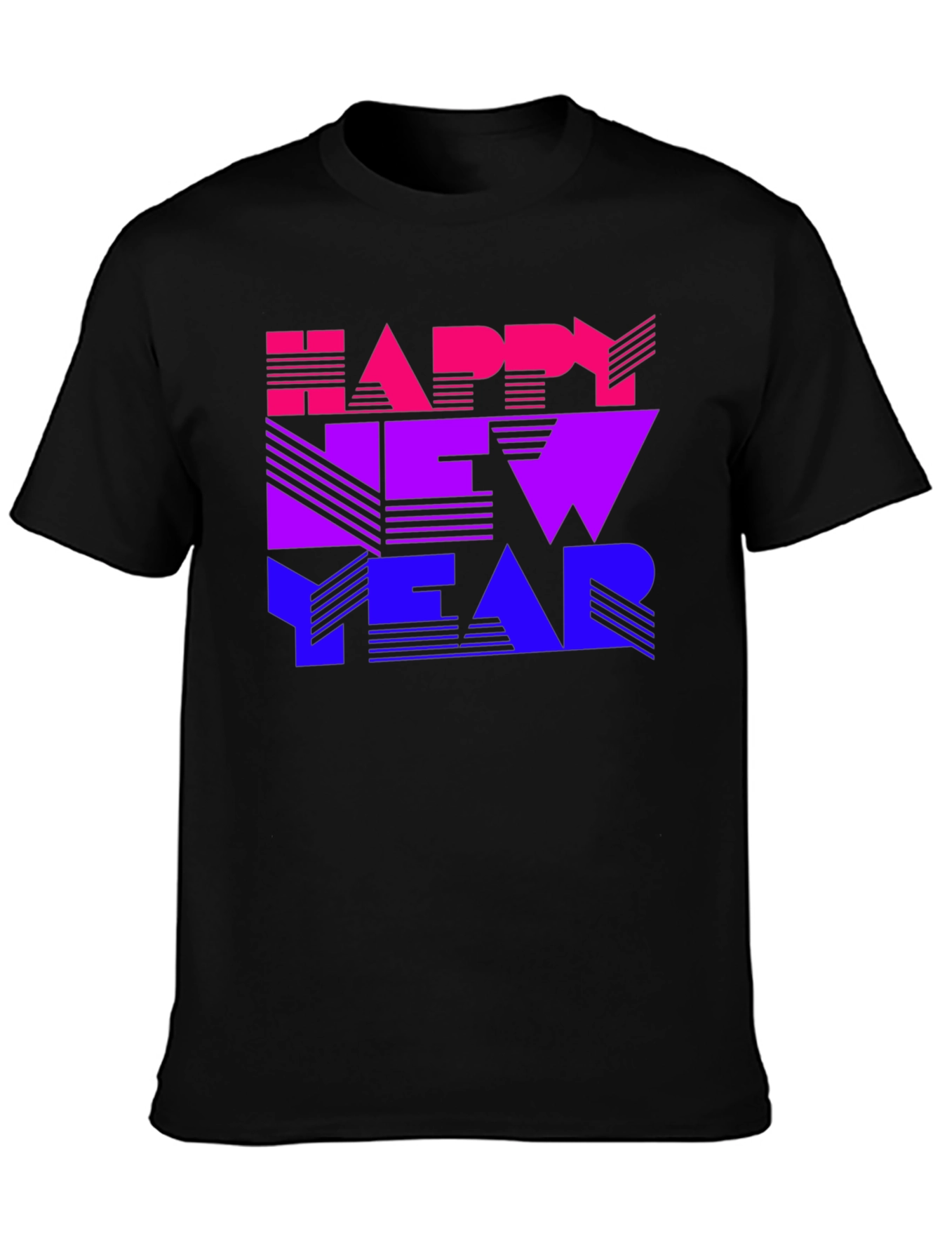 Black Happy New Year Gradient T-Shirt view 3