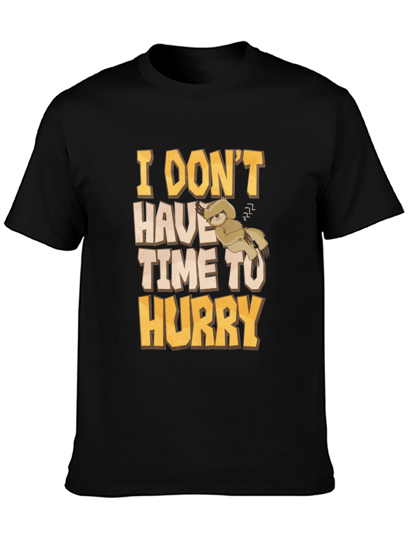 Black Funny Sloth Graphic T-Shirt - I Don't Have Time to Hurry view 3
