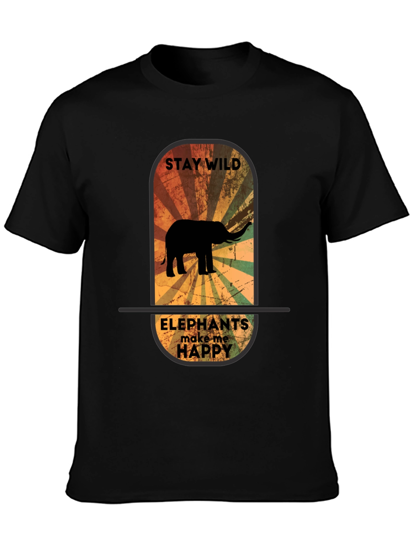 Stay Wild Elephant Graphic Tee - Unisex Black T-Shirt - 3