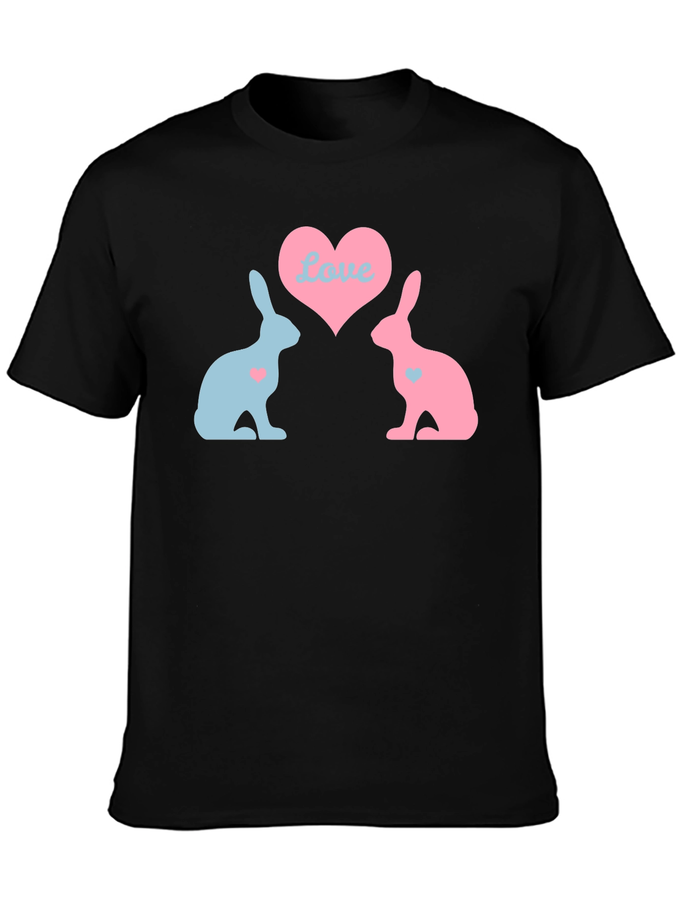 Black Love Bunnies Black T-Shirt view 3