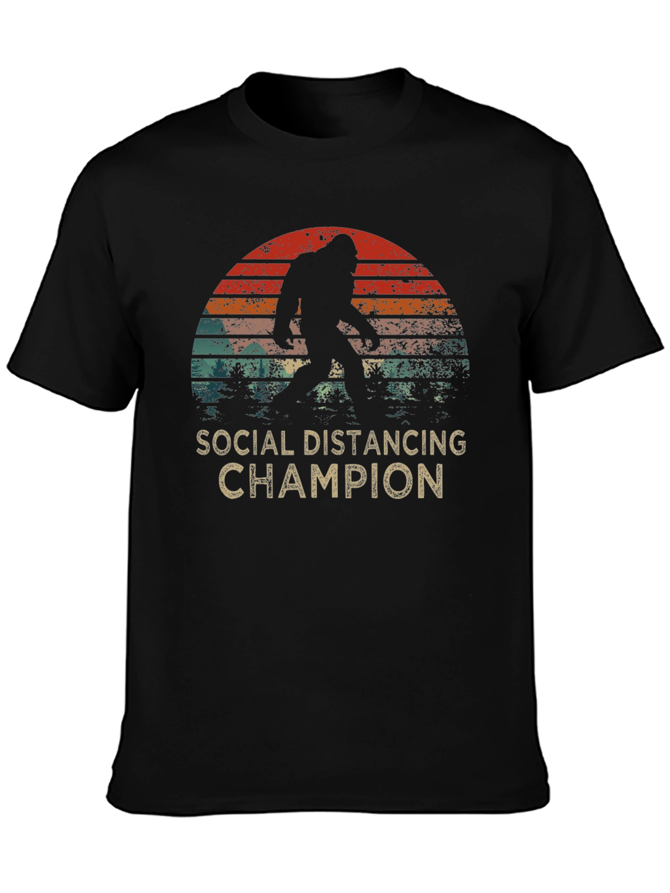 Black Social Distancing Champion Bigfoot T-Shirt view 3