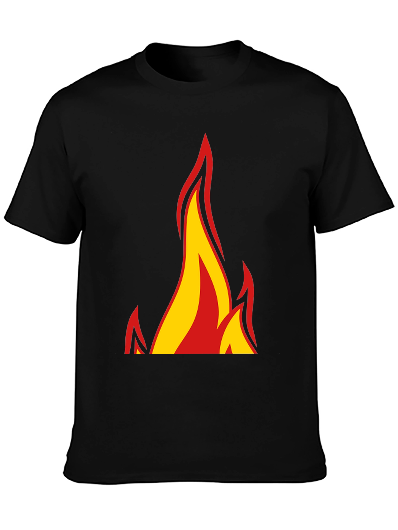 Black Bold Flame Graphic Black T-Shirt view 3