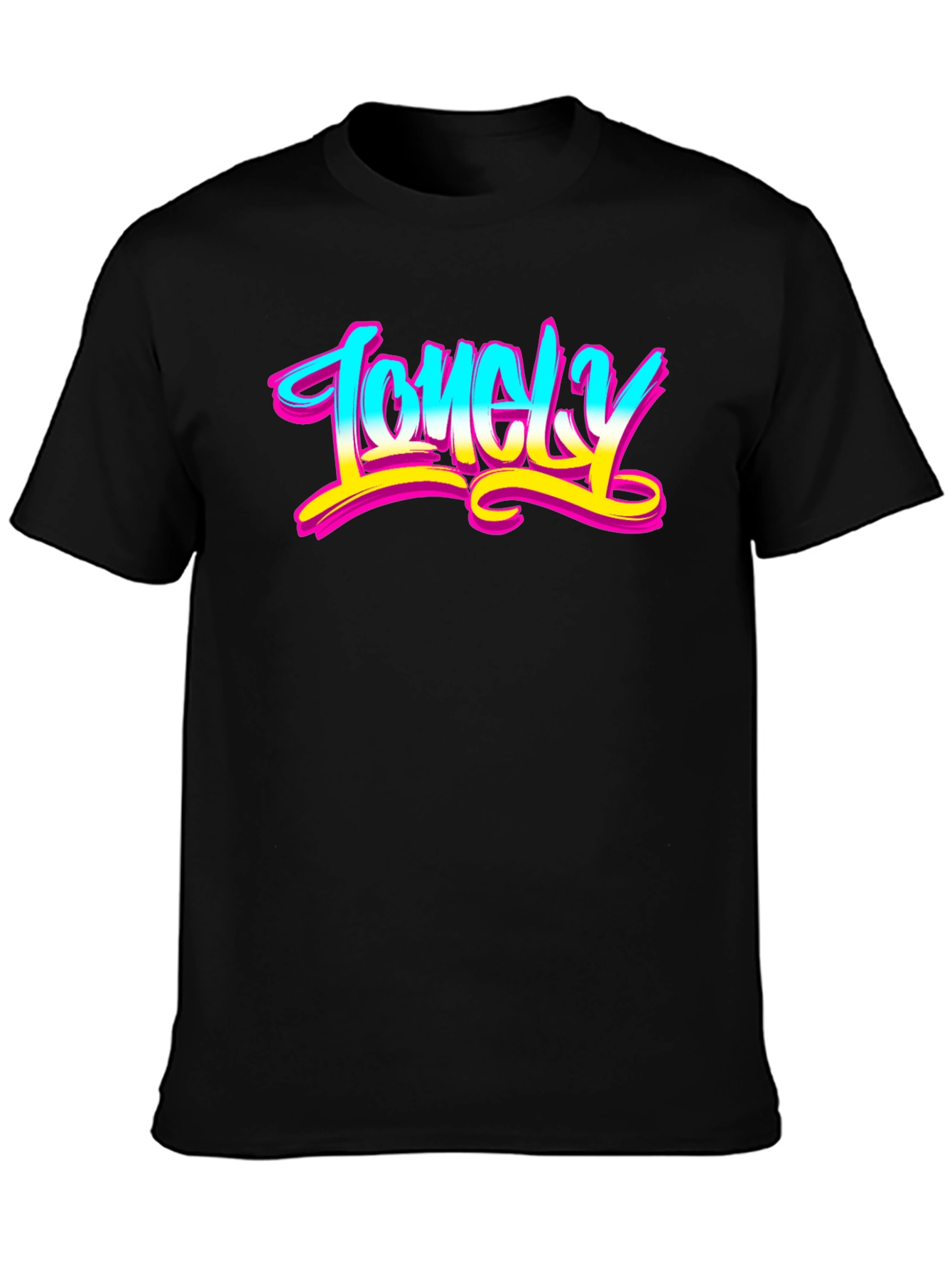 Black Lonely Graphic Tee - Unisex Black T-Shirt view 3