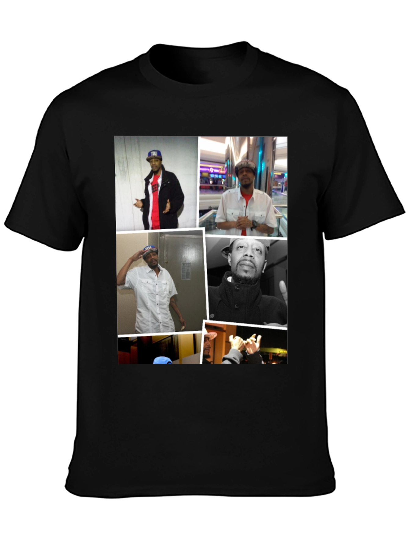 Black Black T-Shirt with Man Collage view 3