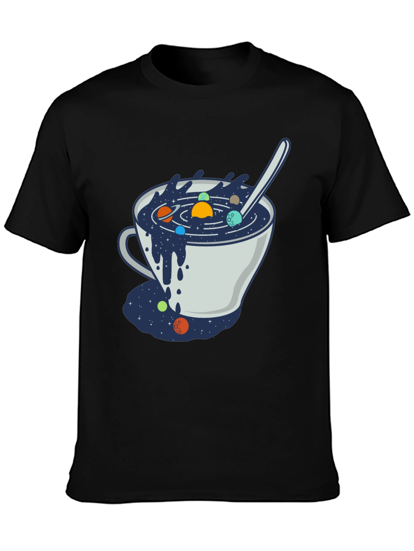 Black Cosmic Soup T-Shirt - Unique Space Design view 3