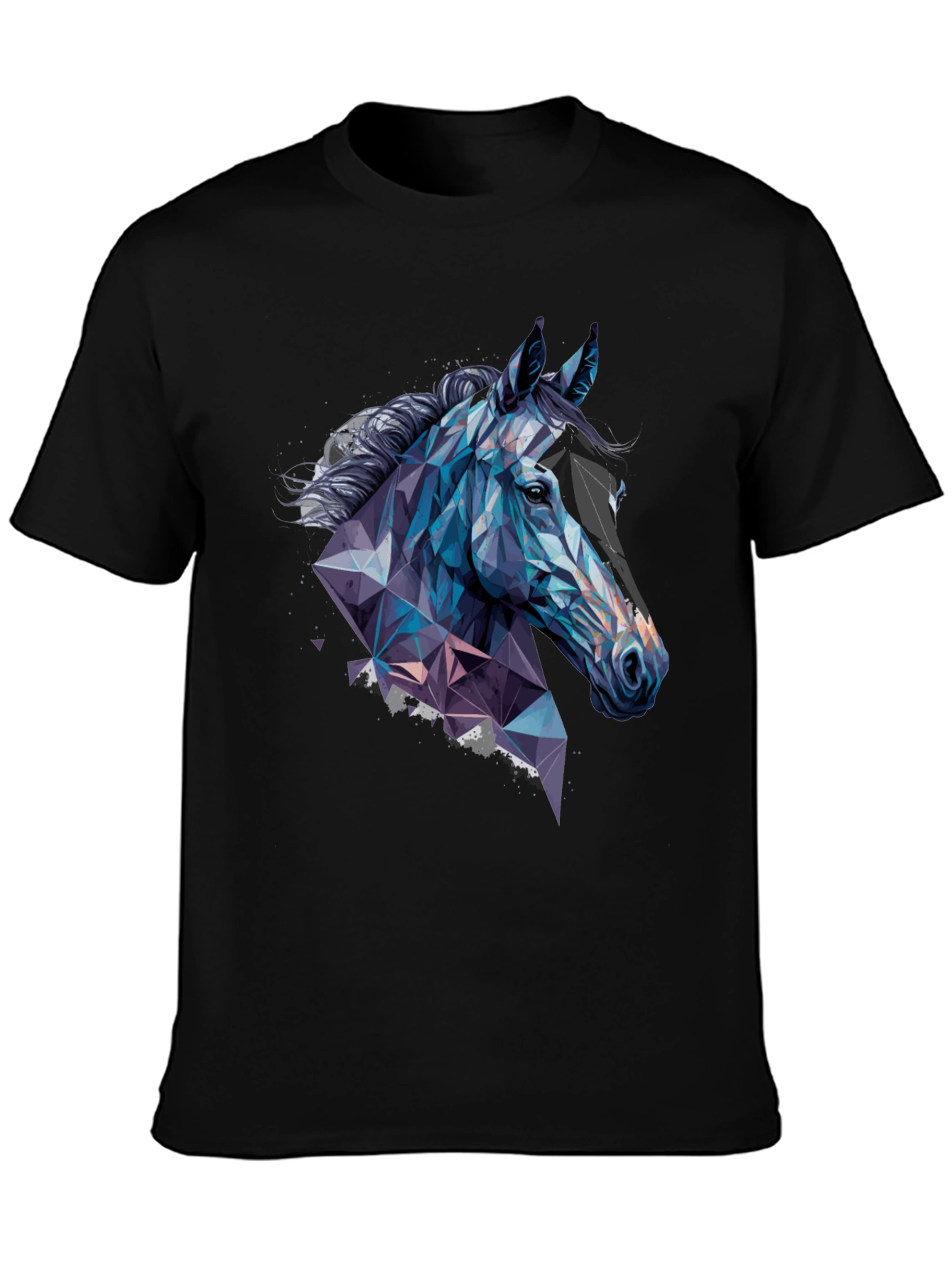Black Geometric Horse Graphic Tee view 3