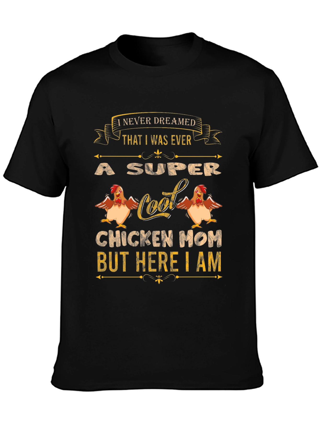 Black Super Cool Chicken Mom T-Shirt - Novelty Tee view 3