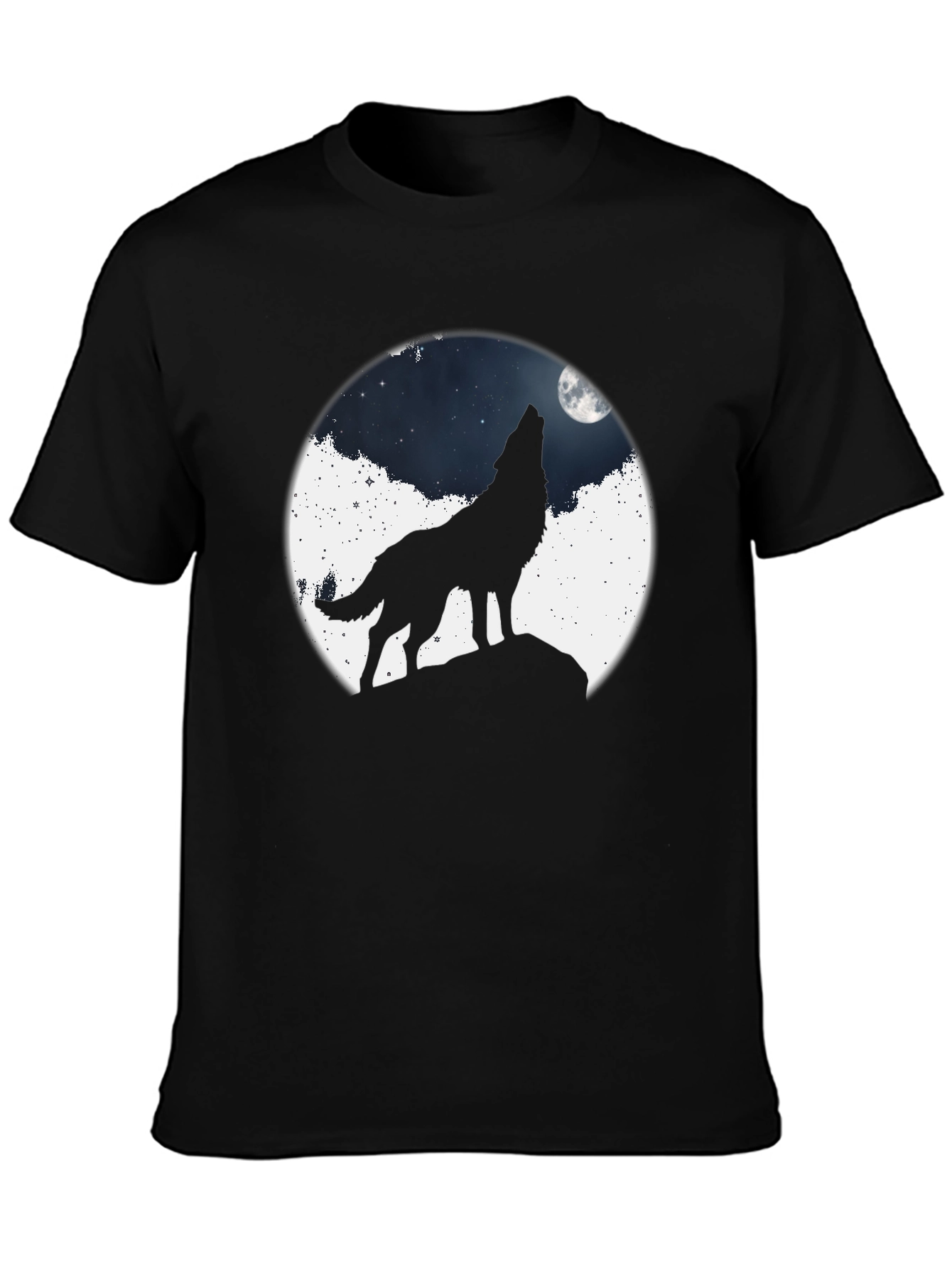 Black Wolf Howling at Moon Graphic T-Shirt view 3