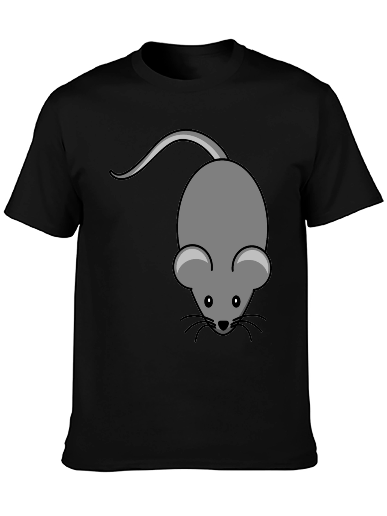 Black Cute Mouse Graphic Tee - Unisex Black T-Shirt view 3