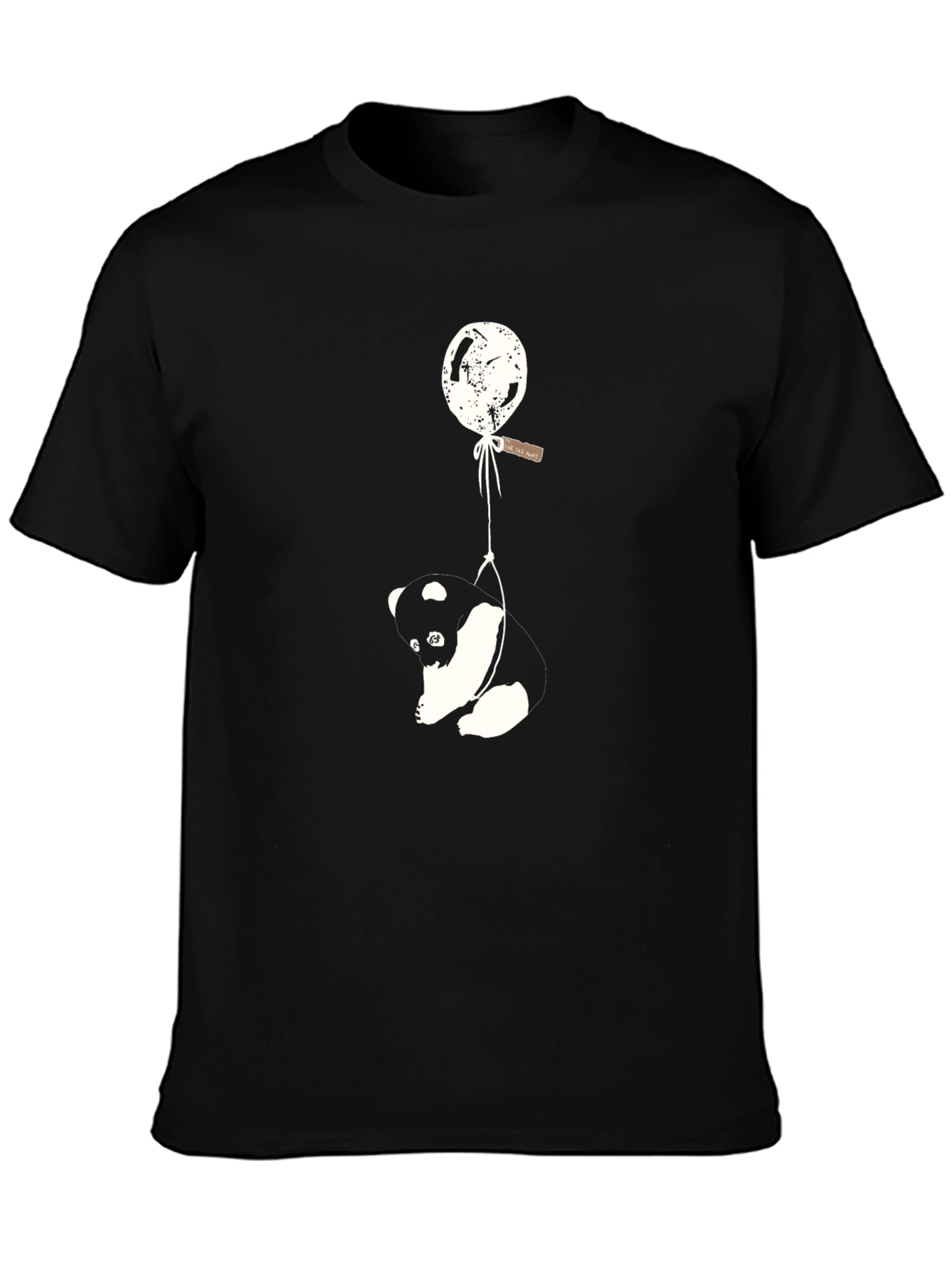 Black Panda Balloon Graphic Tee - Relaxed Fit Black T-Shirt view 3