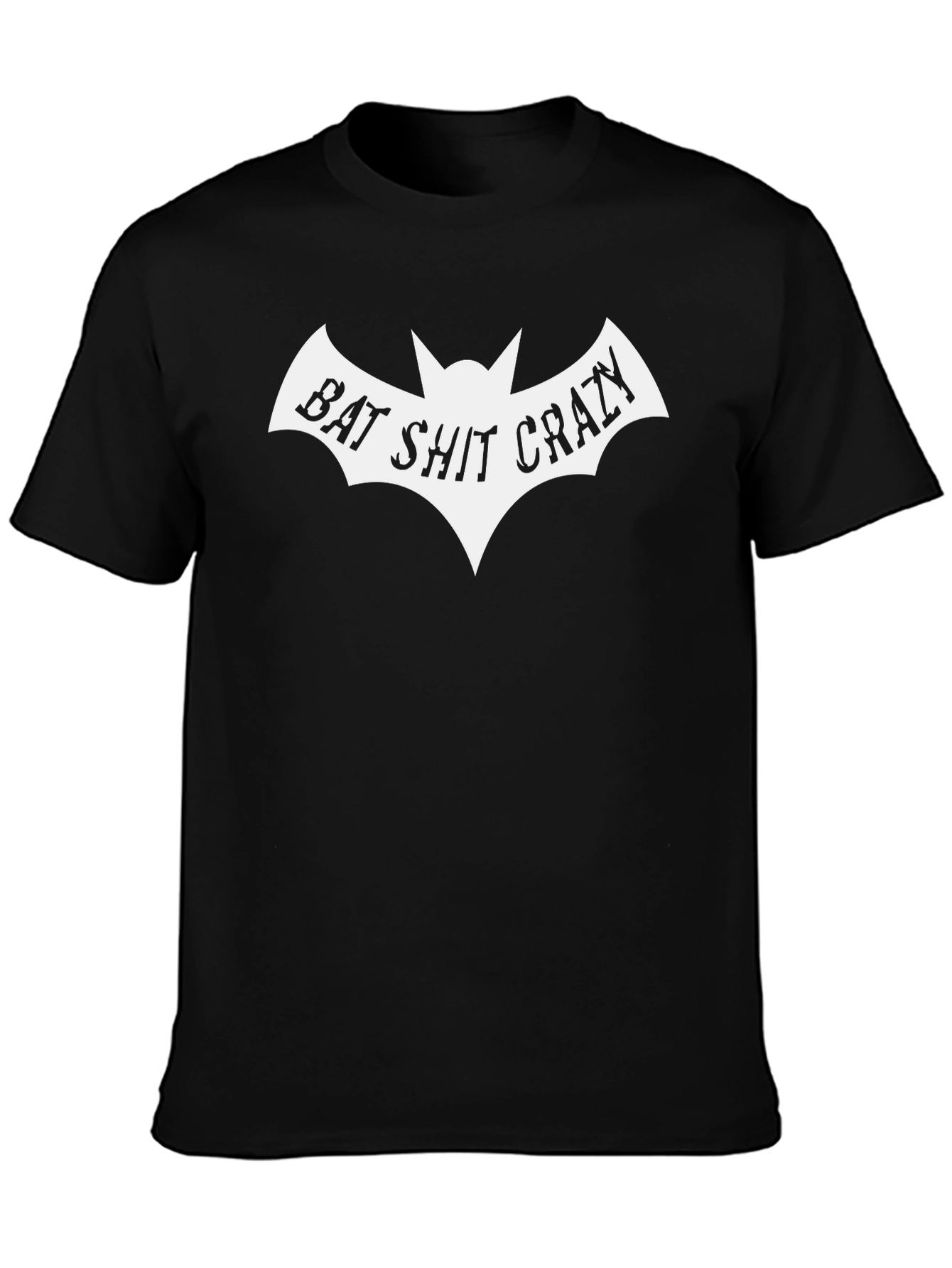 Black Bat Shit Crazy Graphic Tee - Funny Sarcastic Shirt view 3