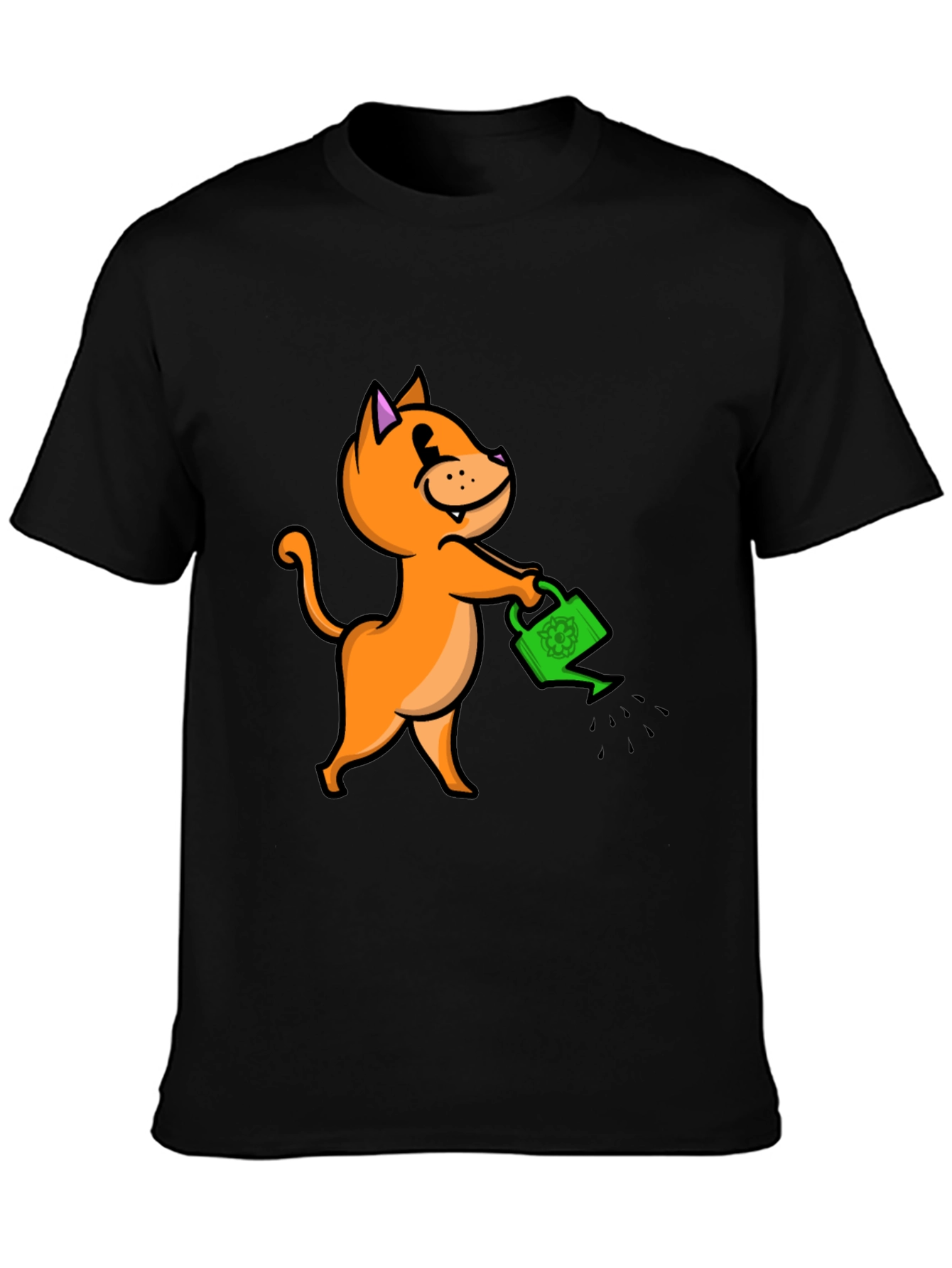Black Cat with Watering Can T-Shirt view 3