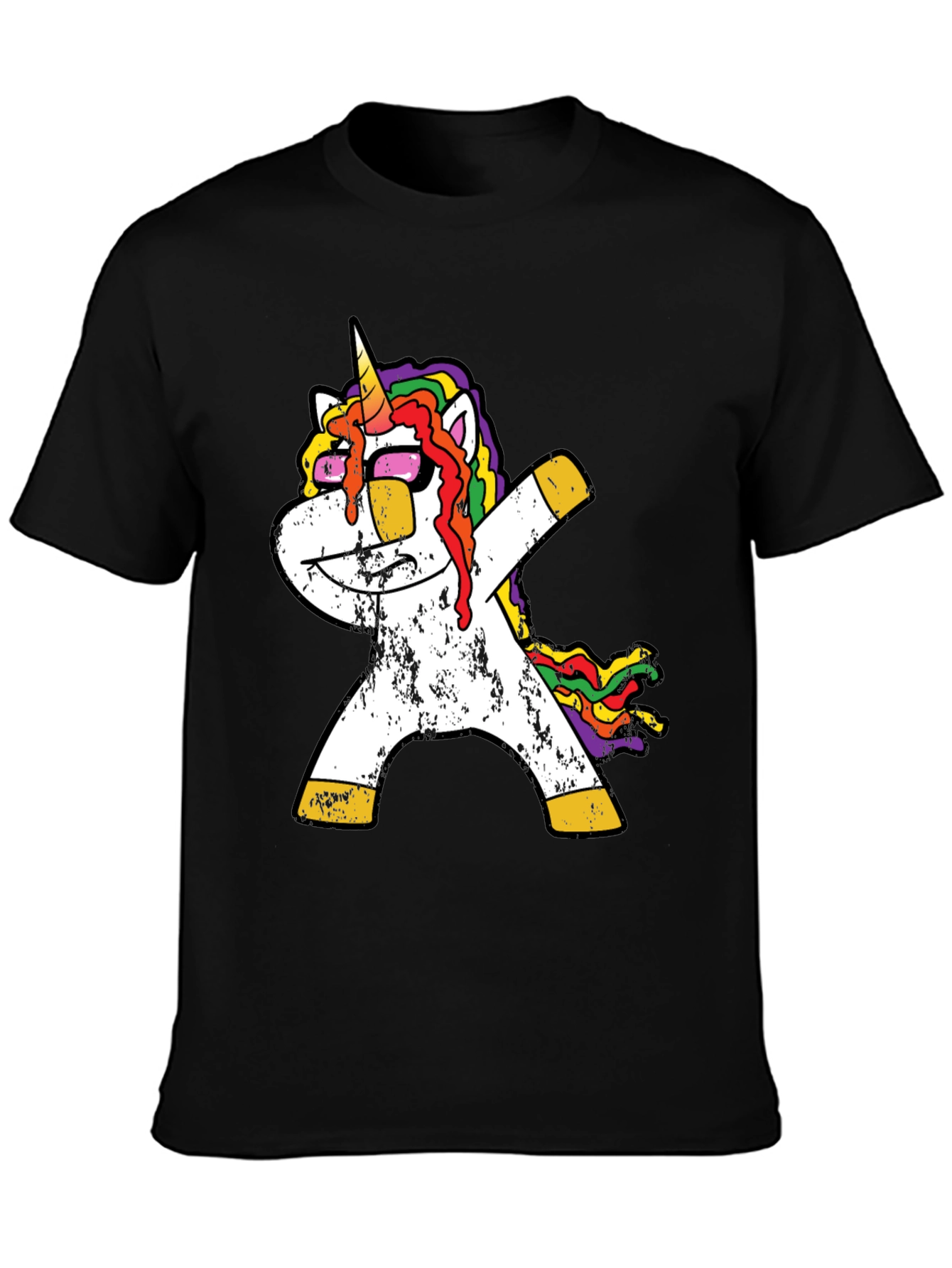 Black Dabbing Unicorn Graphic Tee - Black Casual T-Shirt view 3