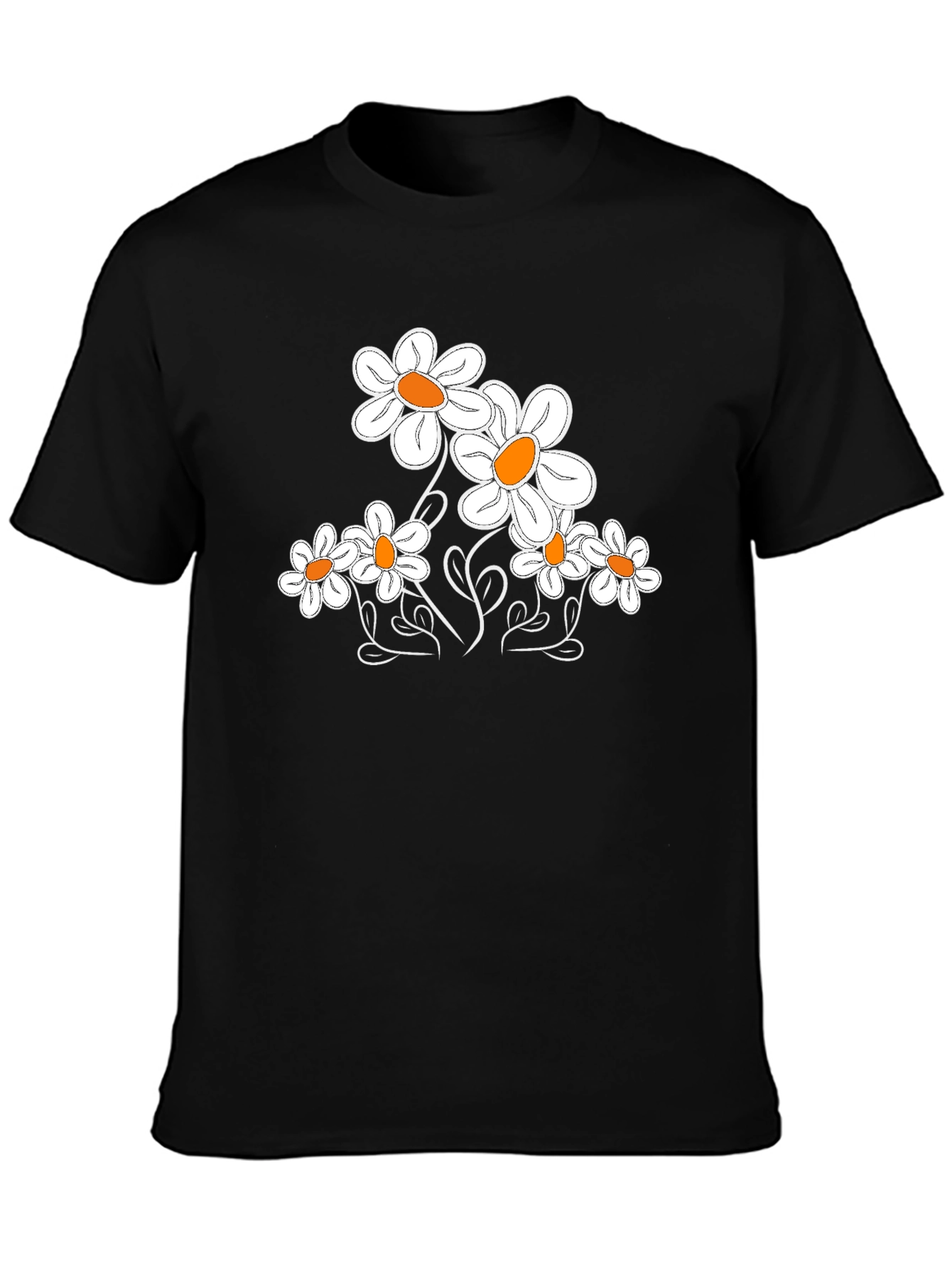 Black Daisy Graphic T-Shirt - Classic Black Tee view 3