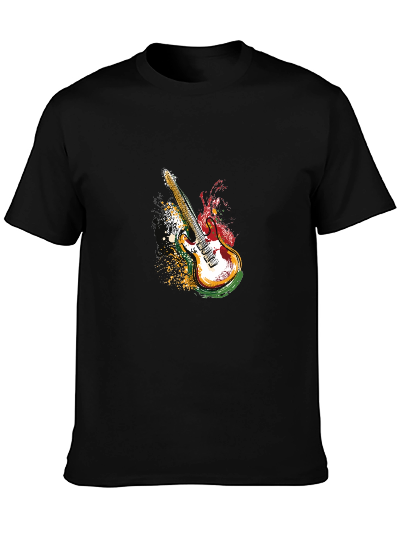 Black Electric Guitar Graphic T-Shirt - Black view 3
