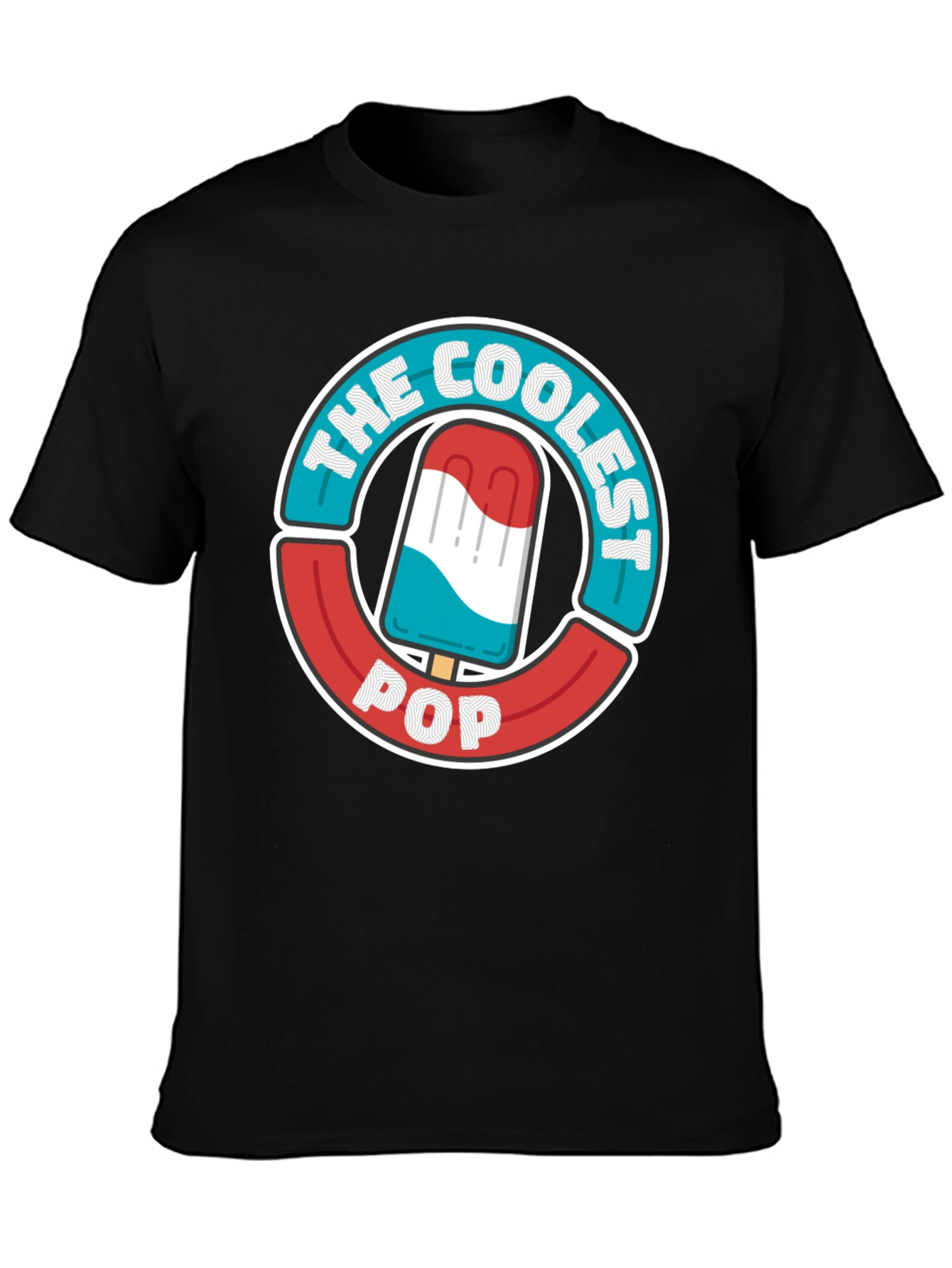 Black The Coolest Pop T-Shirt - Patriotic Popsicle Design view 3