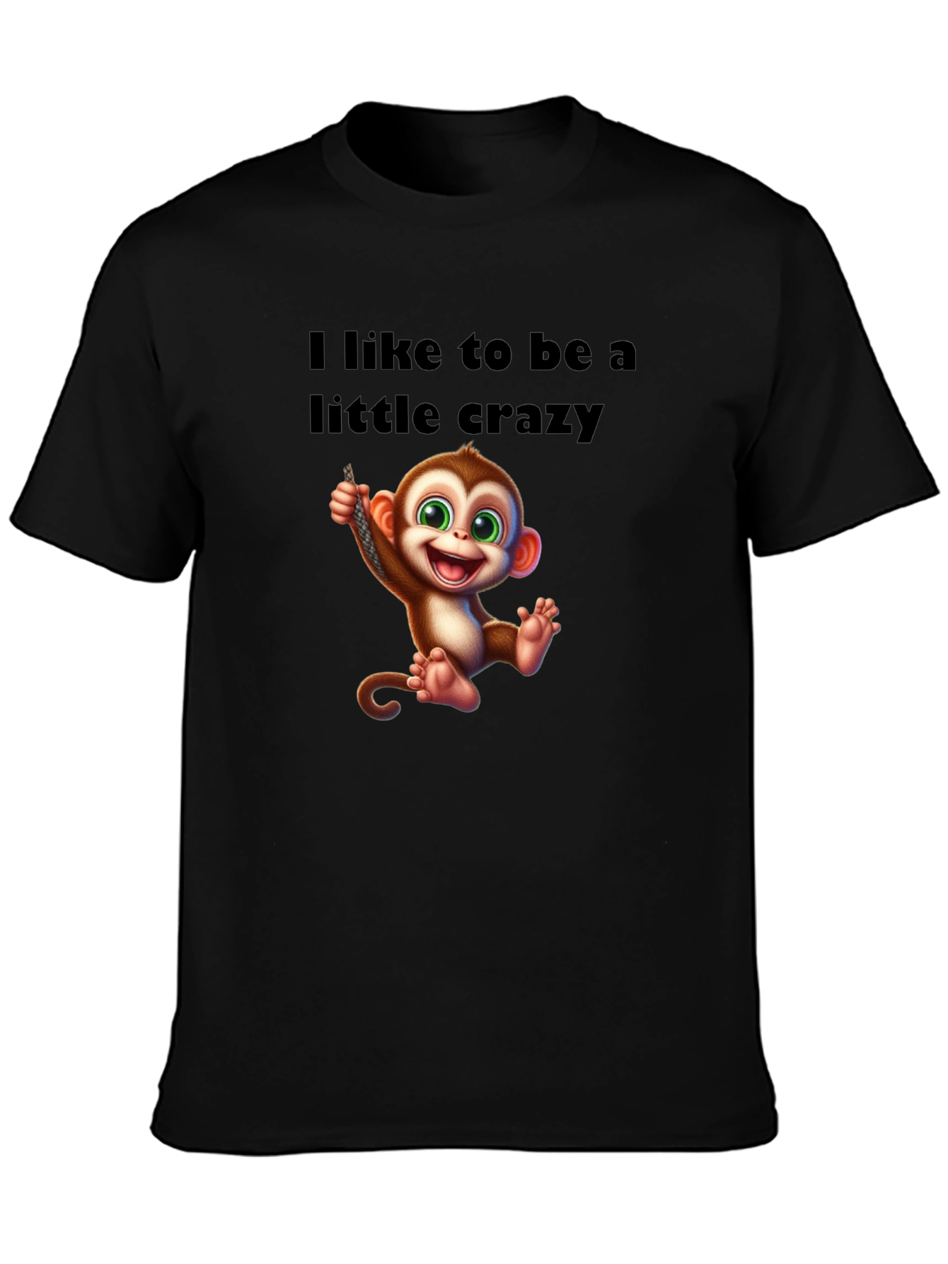 Black Crazy Monkey Graphic T-Shirt view 3