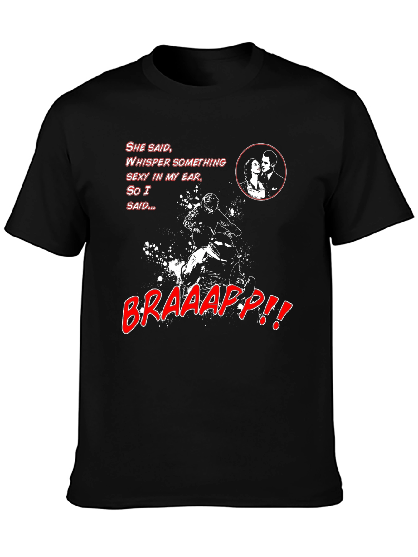 Black Funny Motorcycle T-Shirt - "Braaap" Humor Tee view 3