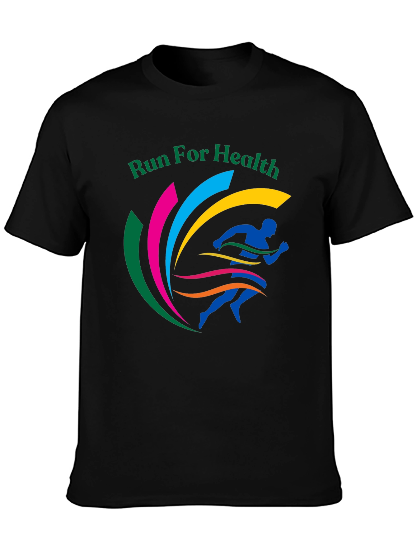 Black Run For Health Graphic Tee, Black Cotton Blend view 3