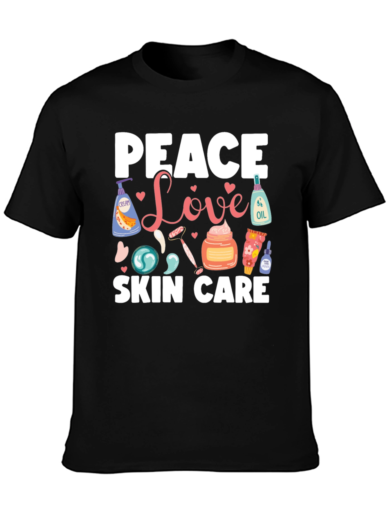 Black Peace Love Skin Care Black T-Shirt view 3