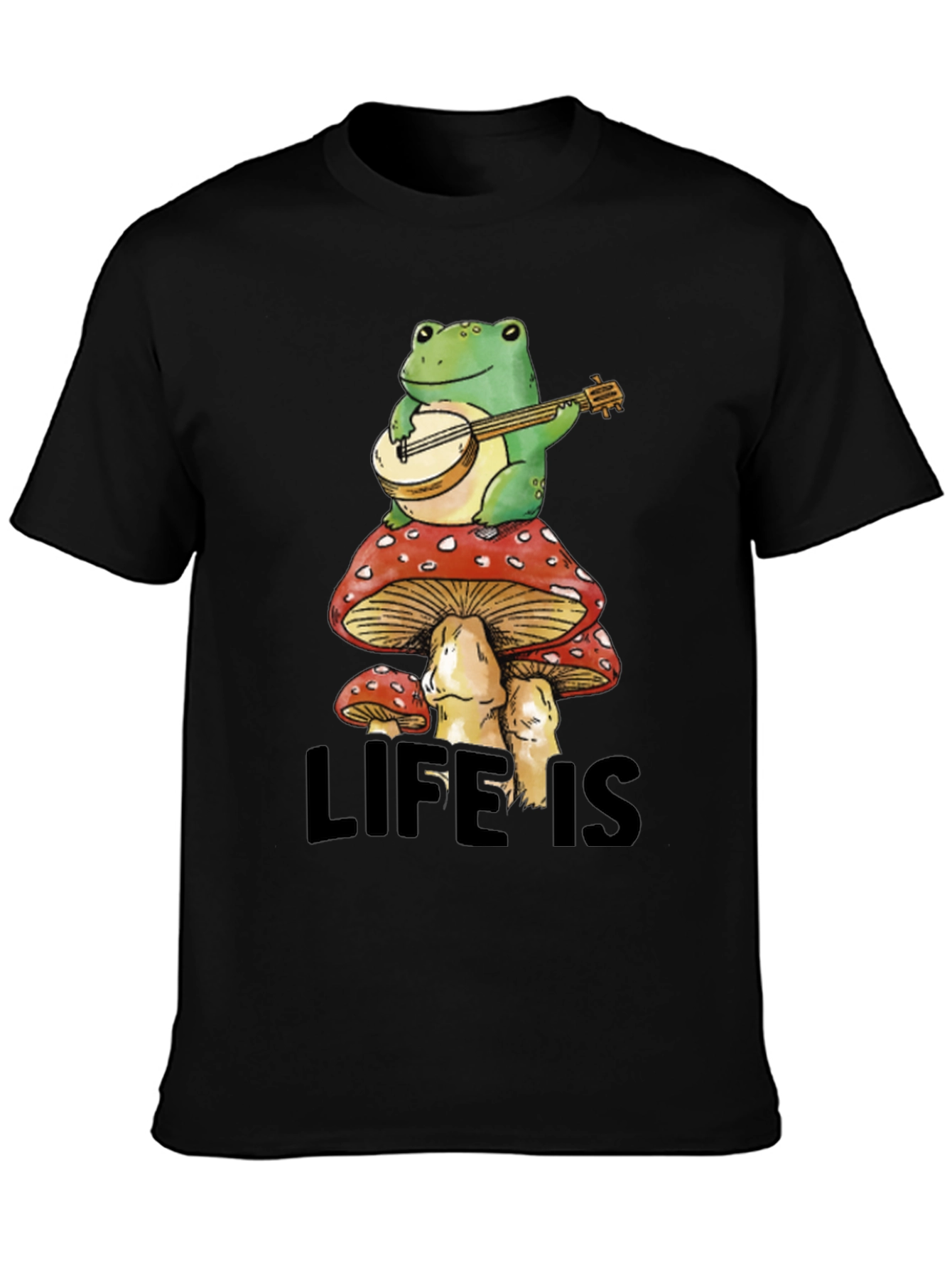 Black Frog on Mushroom T-Shirt - Life is Good! view 3