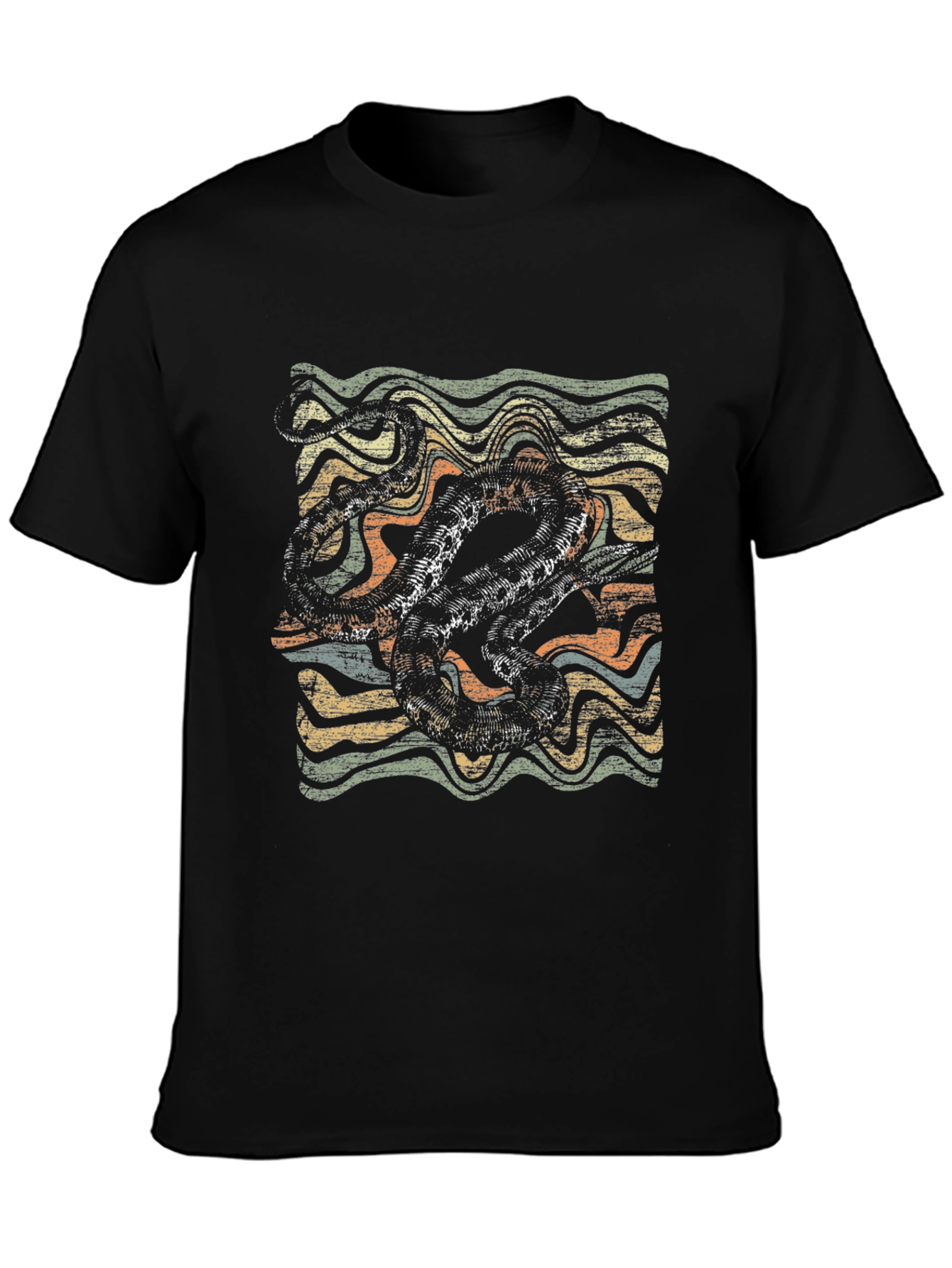 Black Retro Octopus Graphic T-Shirt - Vintage Style view 3