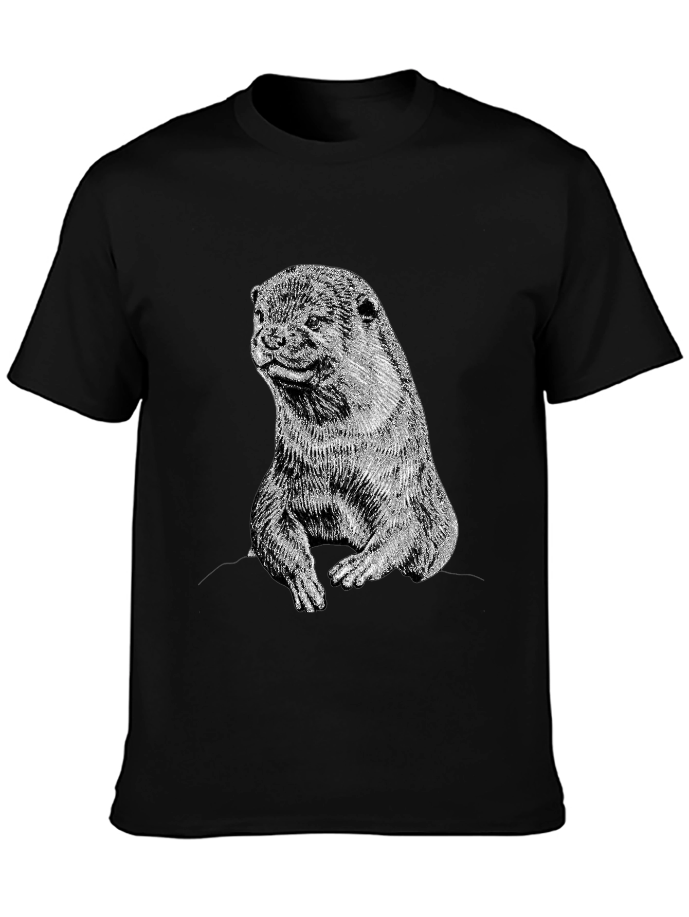 Black Otter Graphic T-Shirt - Black, Animal Lover Tee view 3