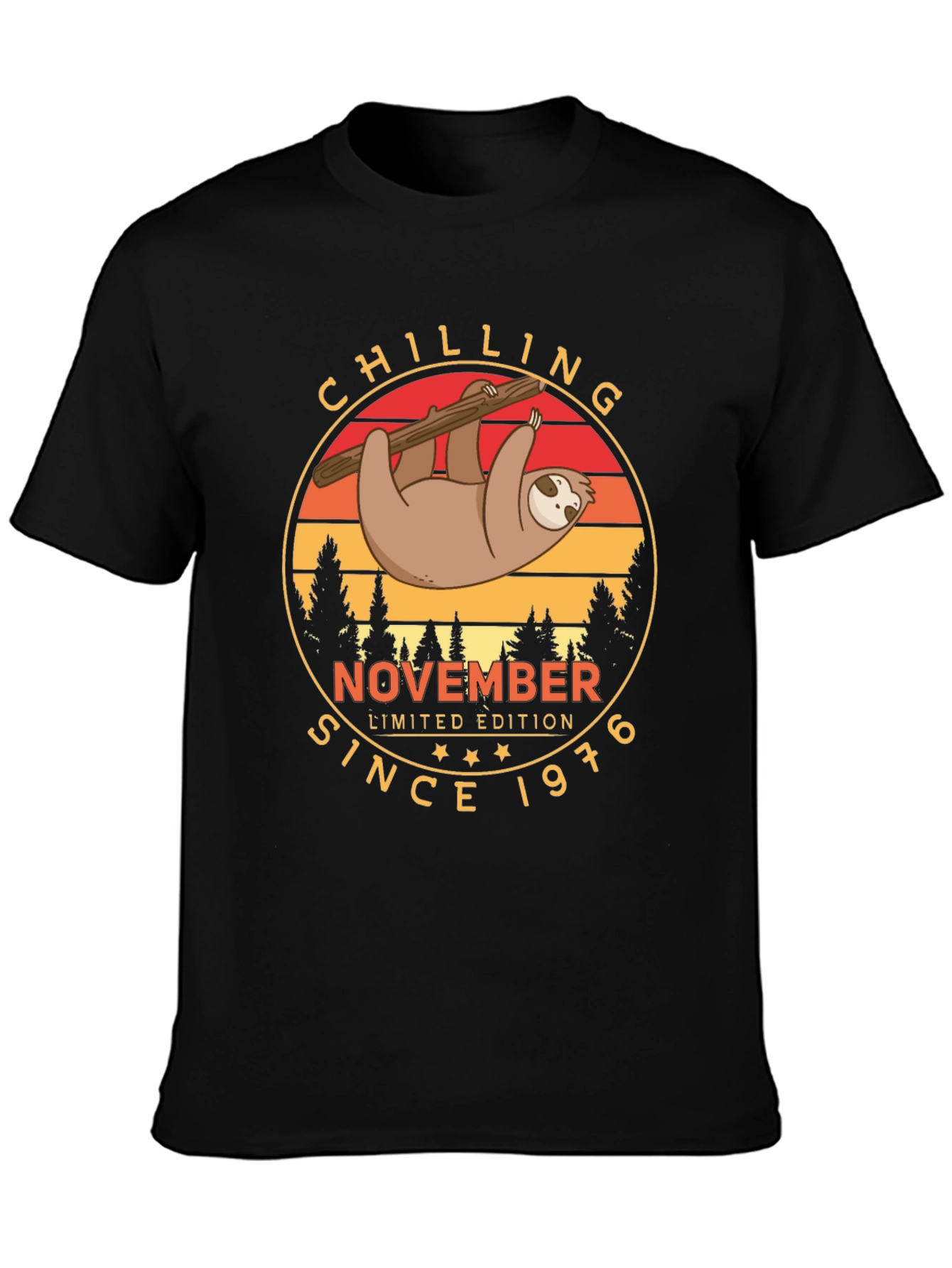 Black Chilling Sloth November 1976 Limited Edition T-Shirt view 3