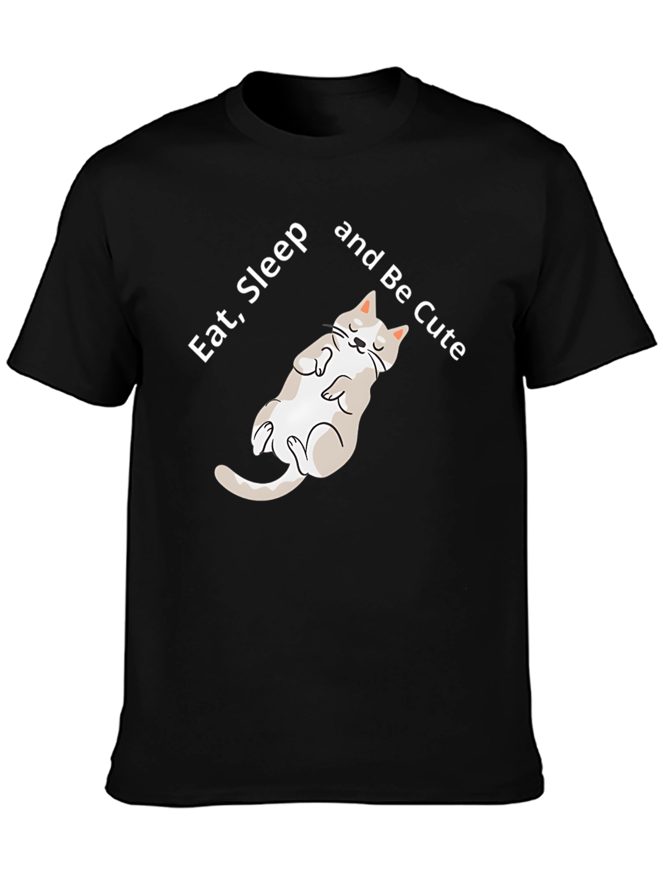 Black Eat Sleep Be Cute Cat Graphic T-Shirt view 3