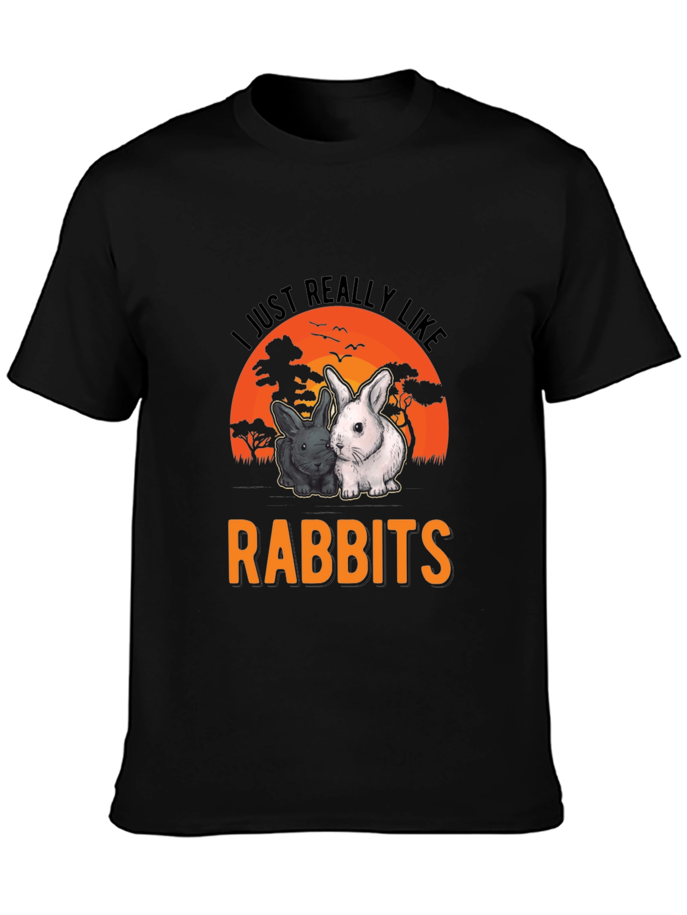 Black I Just Really Like Rabbits T-Shirt view 3
